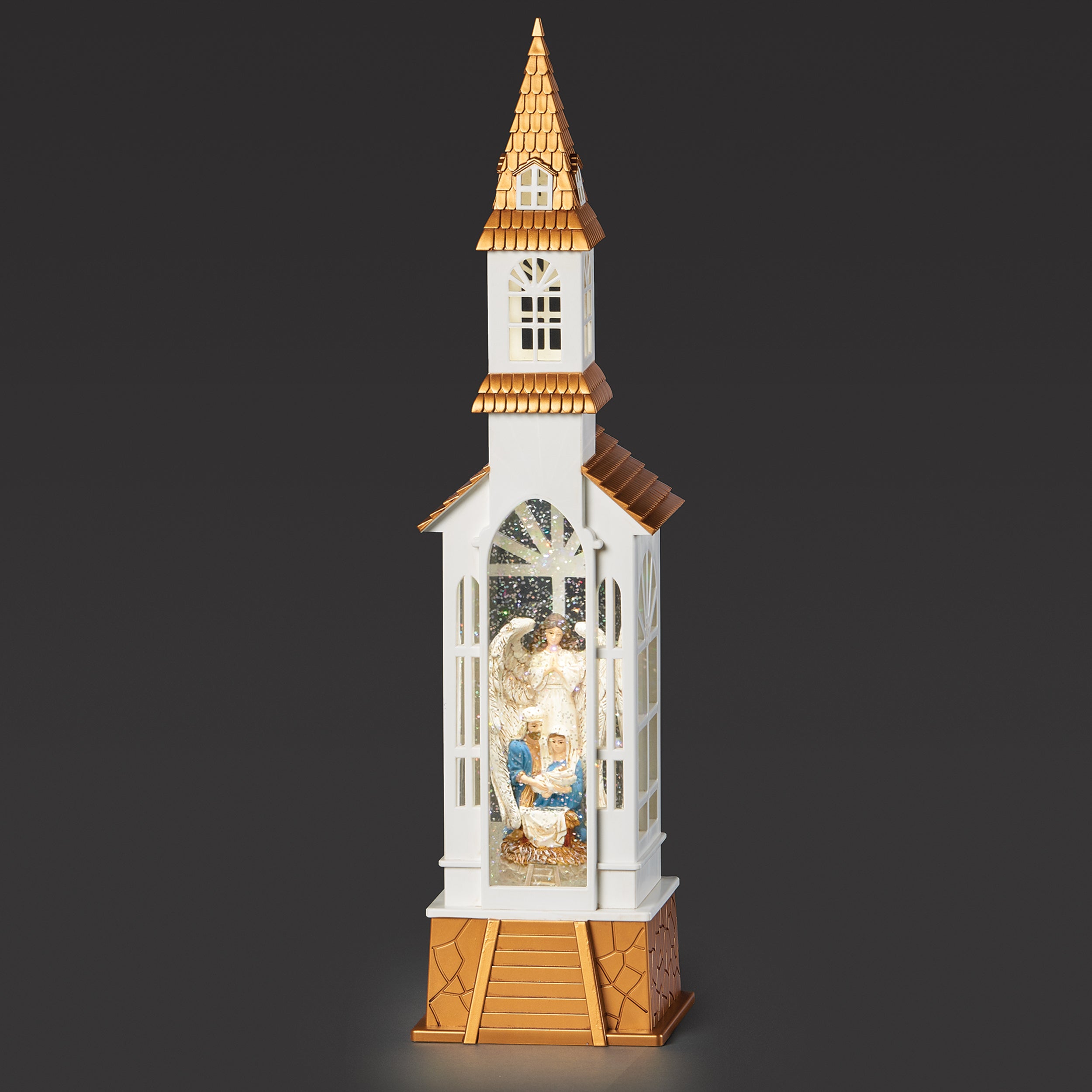 Confetti Lites Lighted Swirl Nativity Church with Holy Family