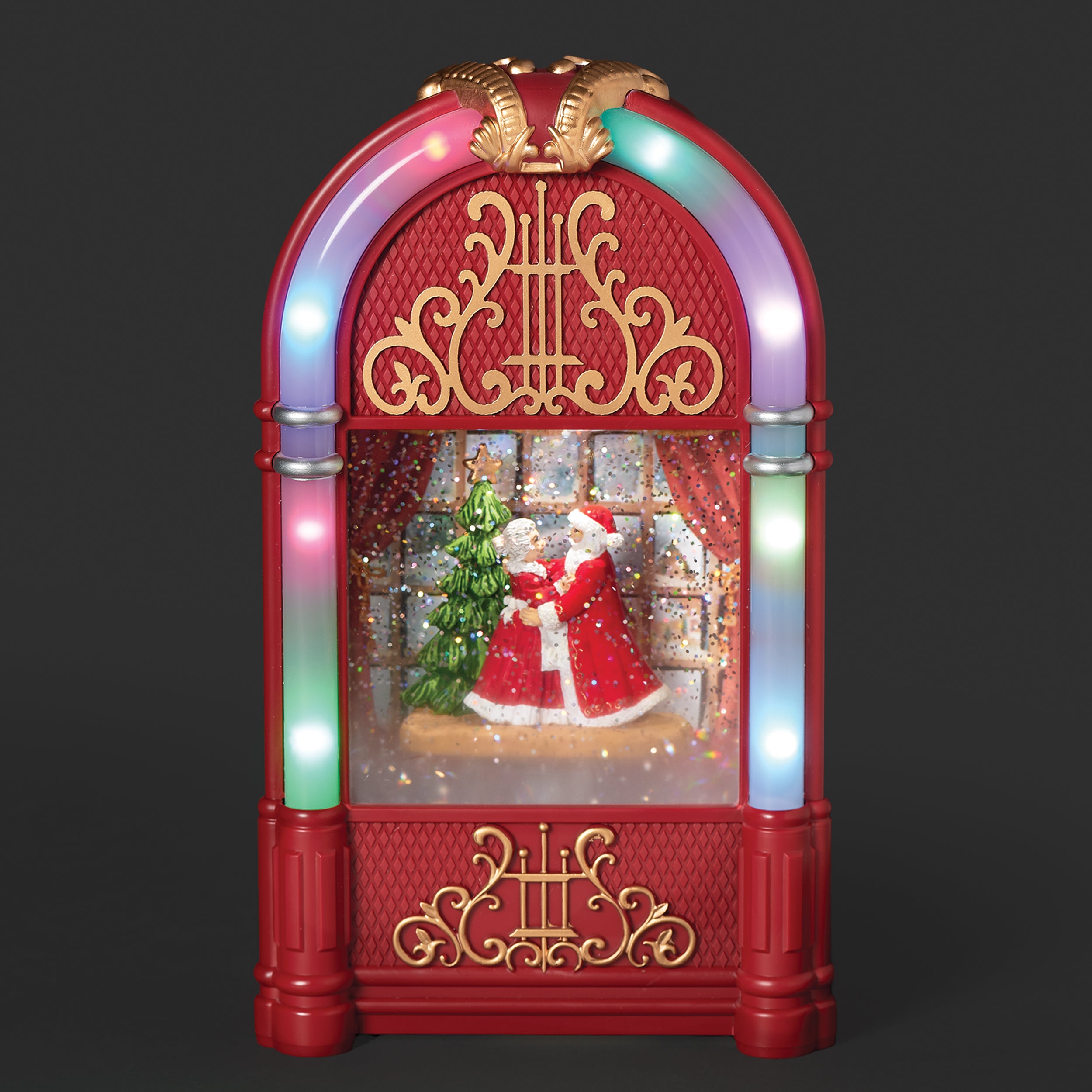 Confetti Lites Lighted Musical Swirl Jukebox with Dancing Santa & Mrs. Claus