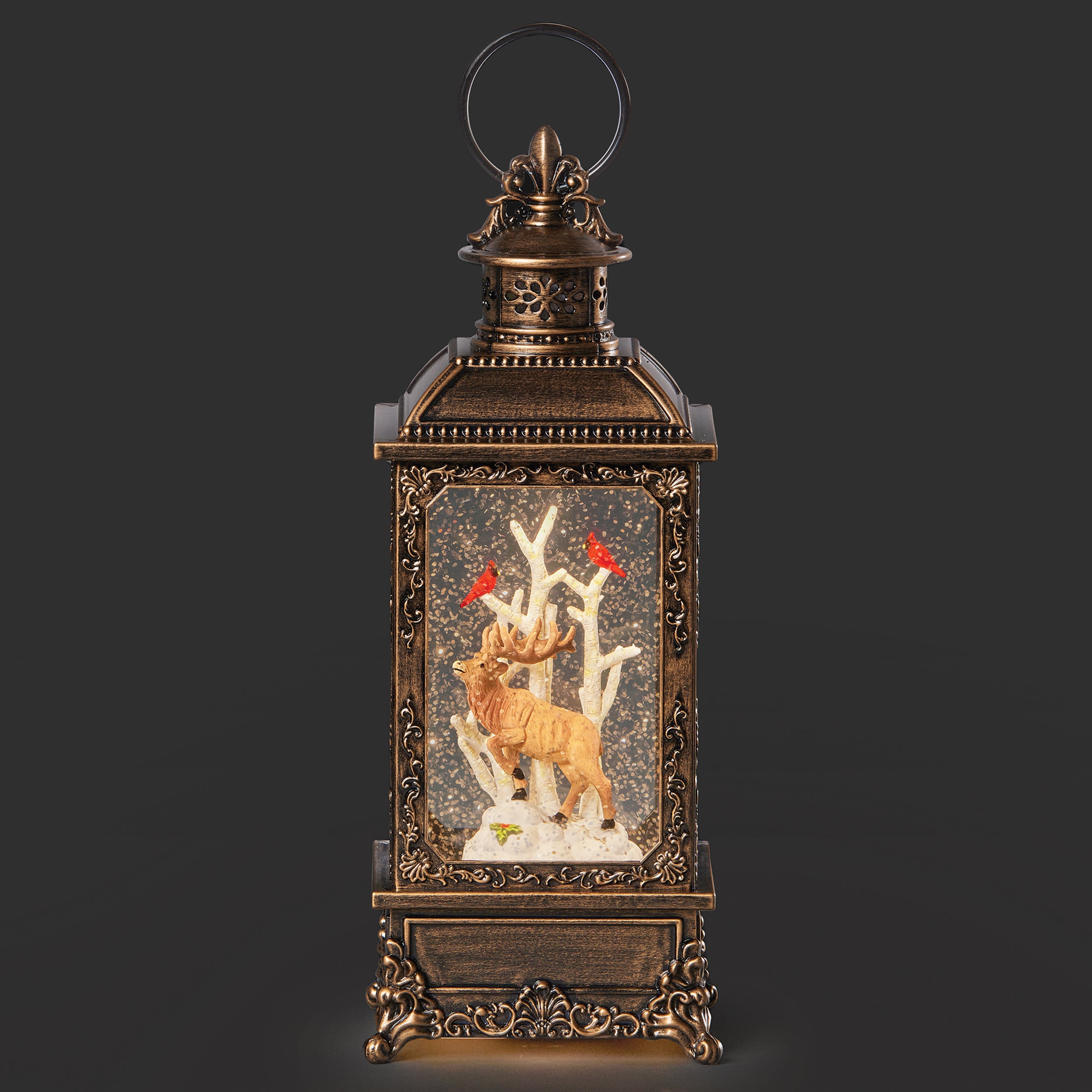 Confetti Lites Lighted Swirl Vintage Lantern with Elk Winter Scene