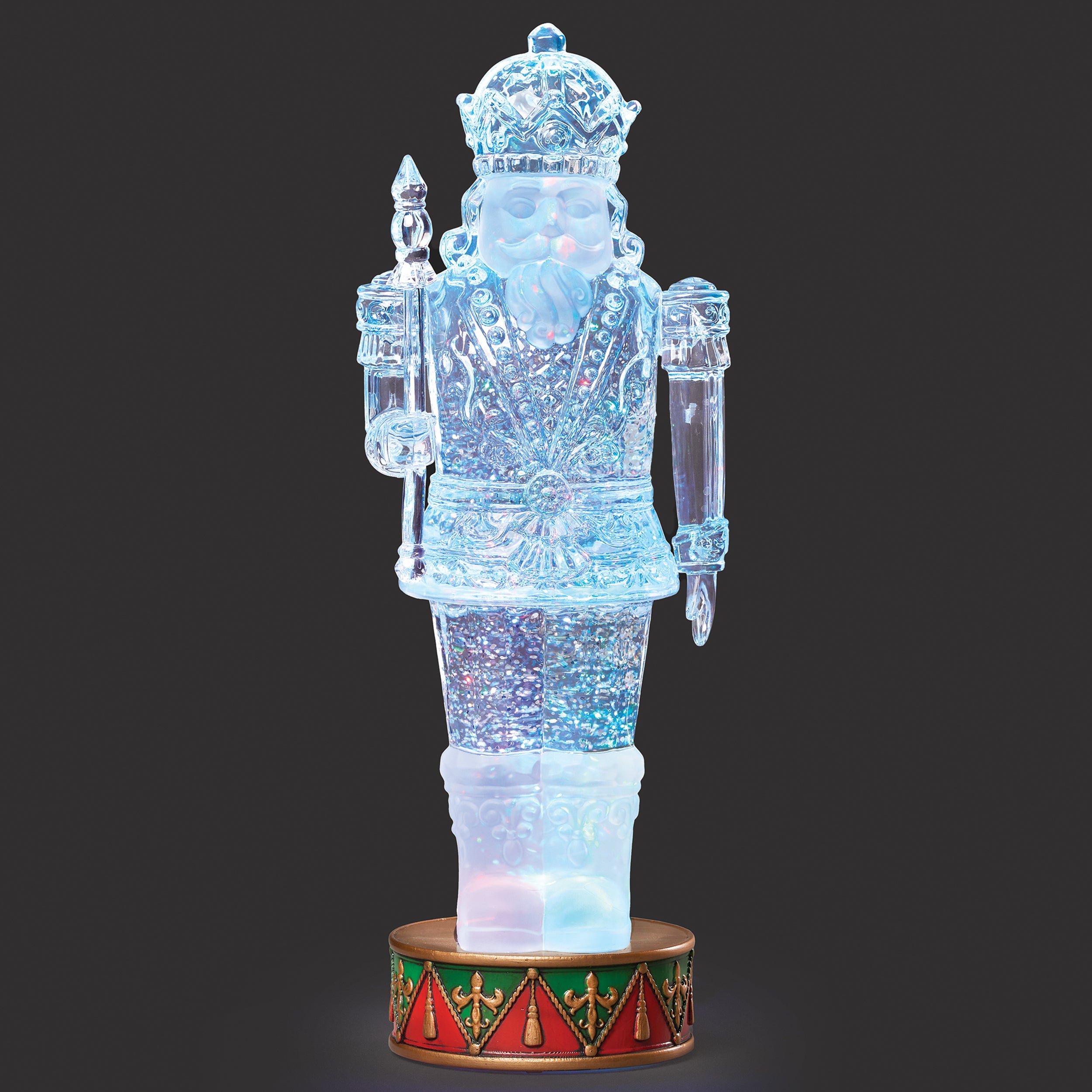 Confetti Lites Lighted Swirl Clear Nutcracker on Drum Base