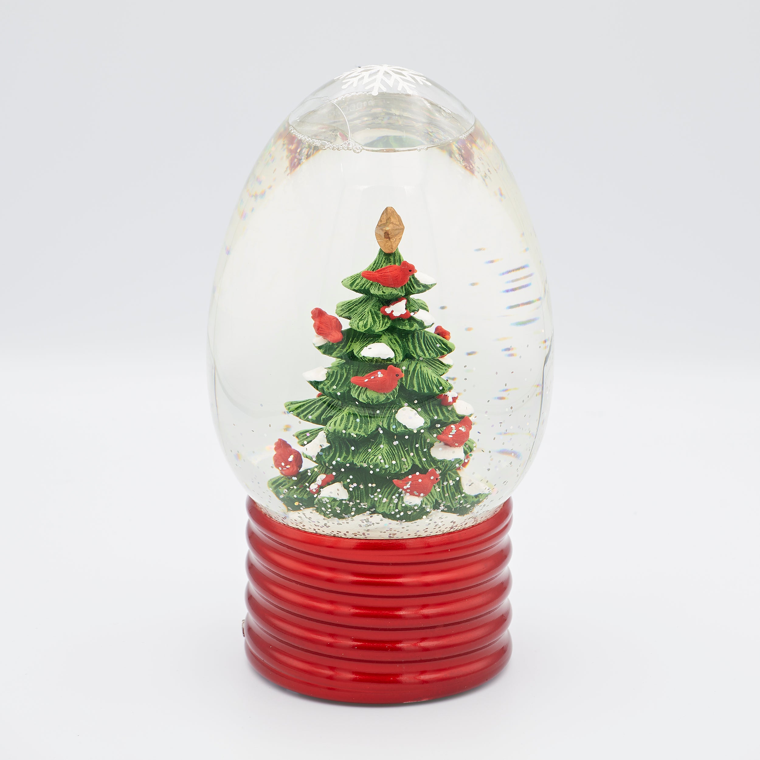 Confetti Lites Lighted Swirl Bulb with Snowy Tree & Cardinals Scene