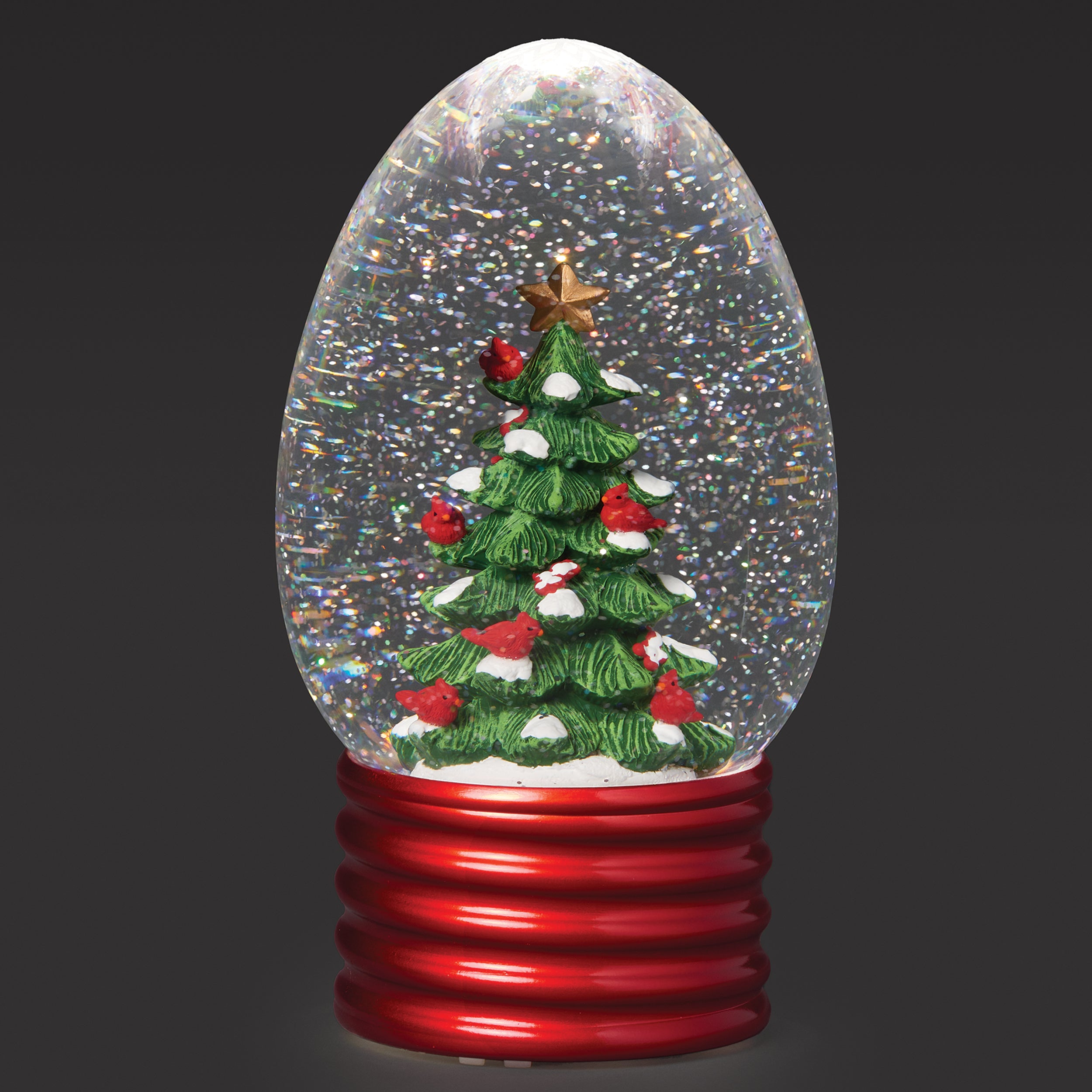 Confetti Lites Lighted Swirl Bulb with Snowy Tree & Cardinals Scene