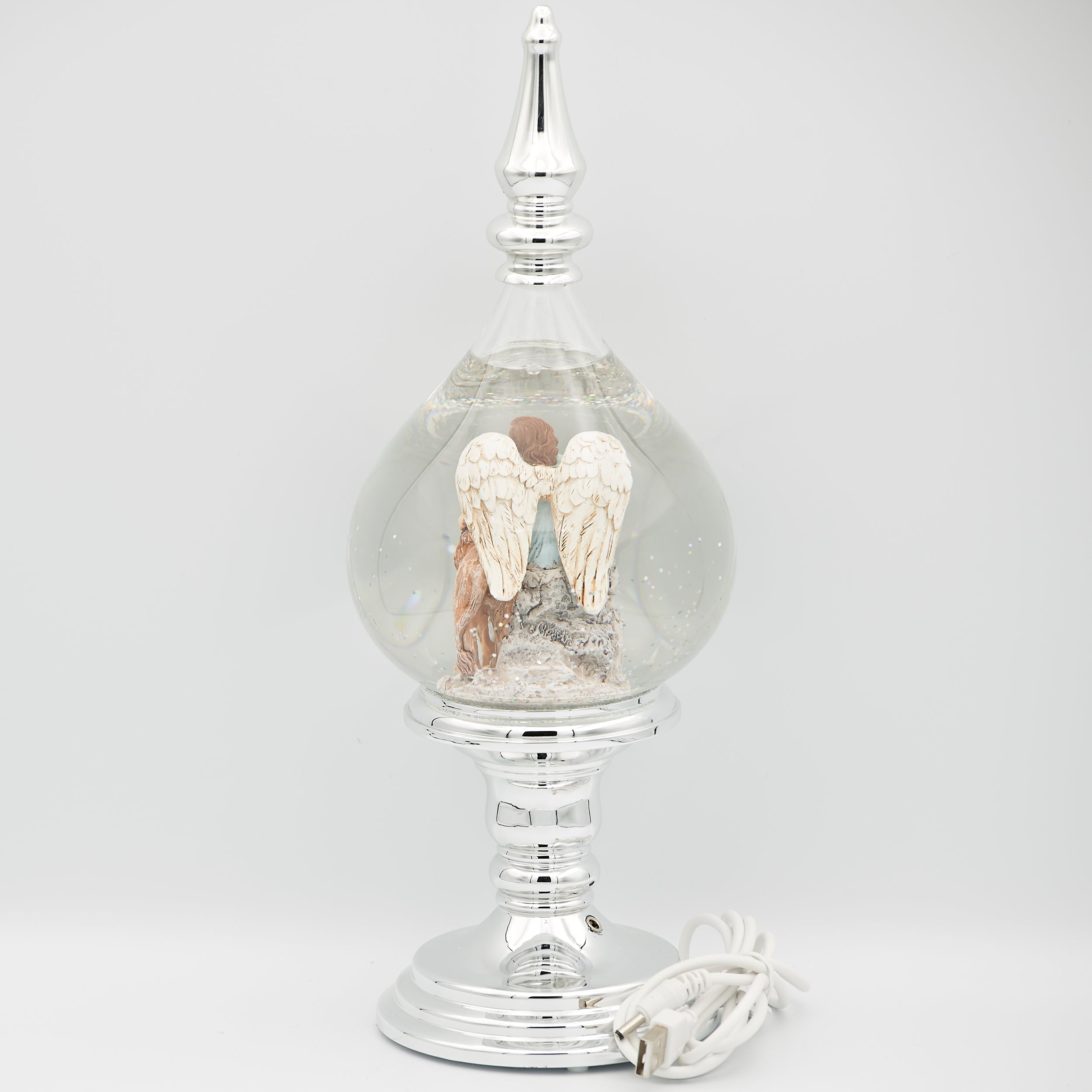 Confetti Lites Lighted Swirl Angel Finial with Lion & Lamb