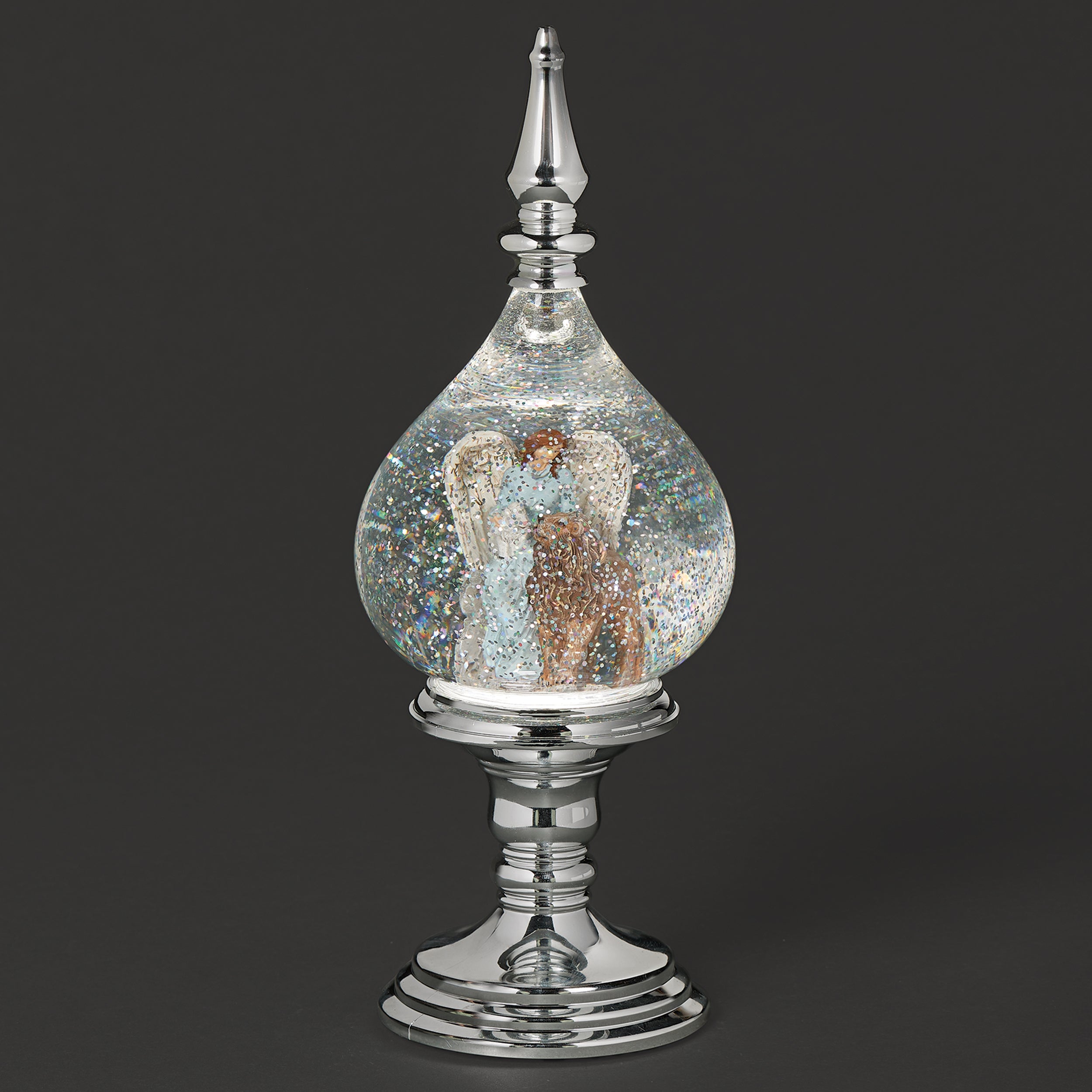 Confetti Lites Lighted Swirl Angel Finial with Lion & Lamb