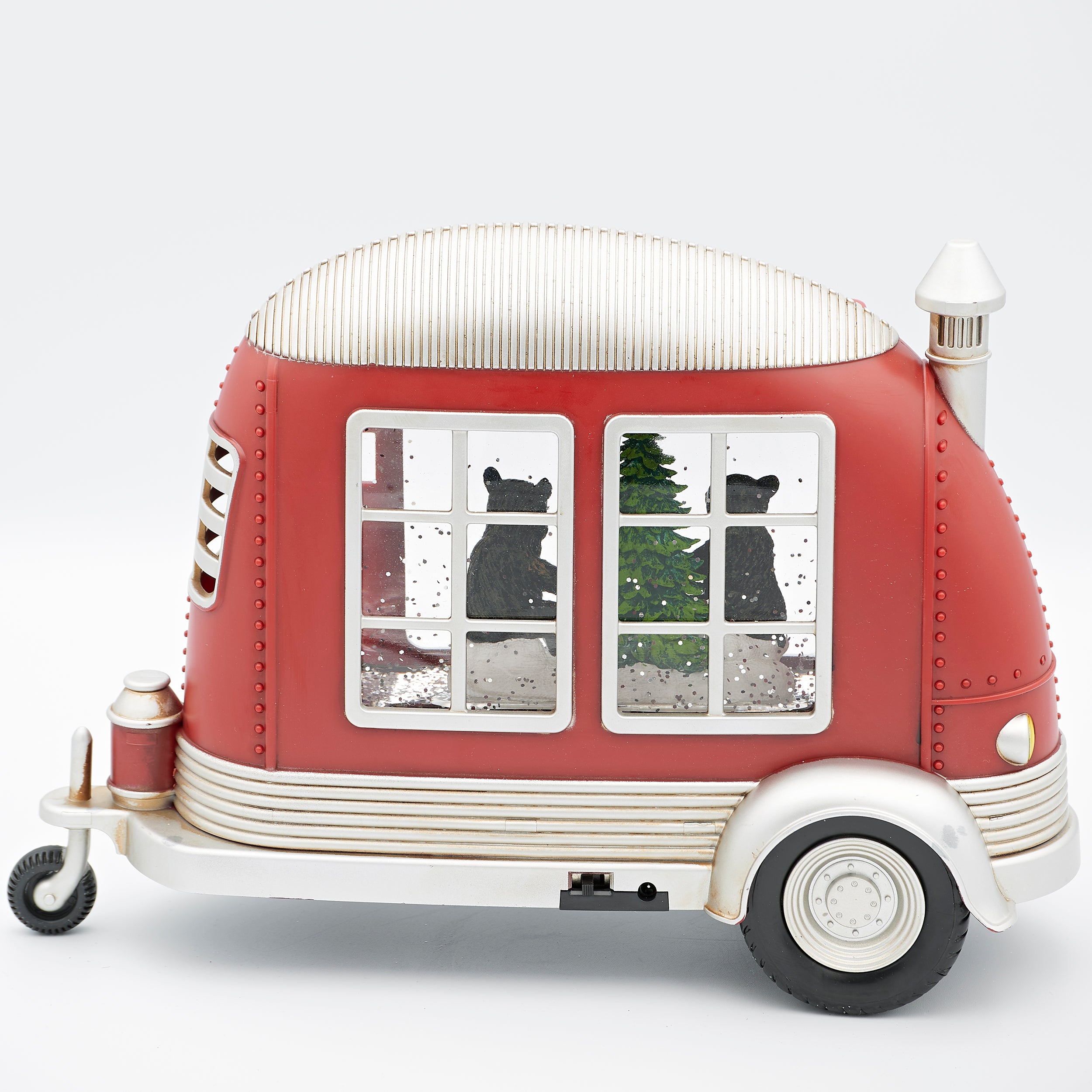 Confetti Lites Lighted Swirl Retro Camper with Bears by Campfire Scene