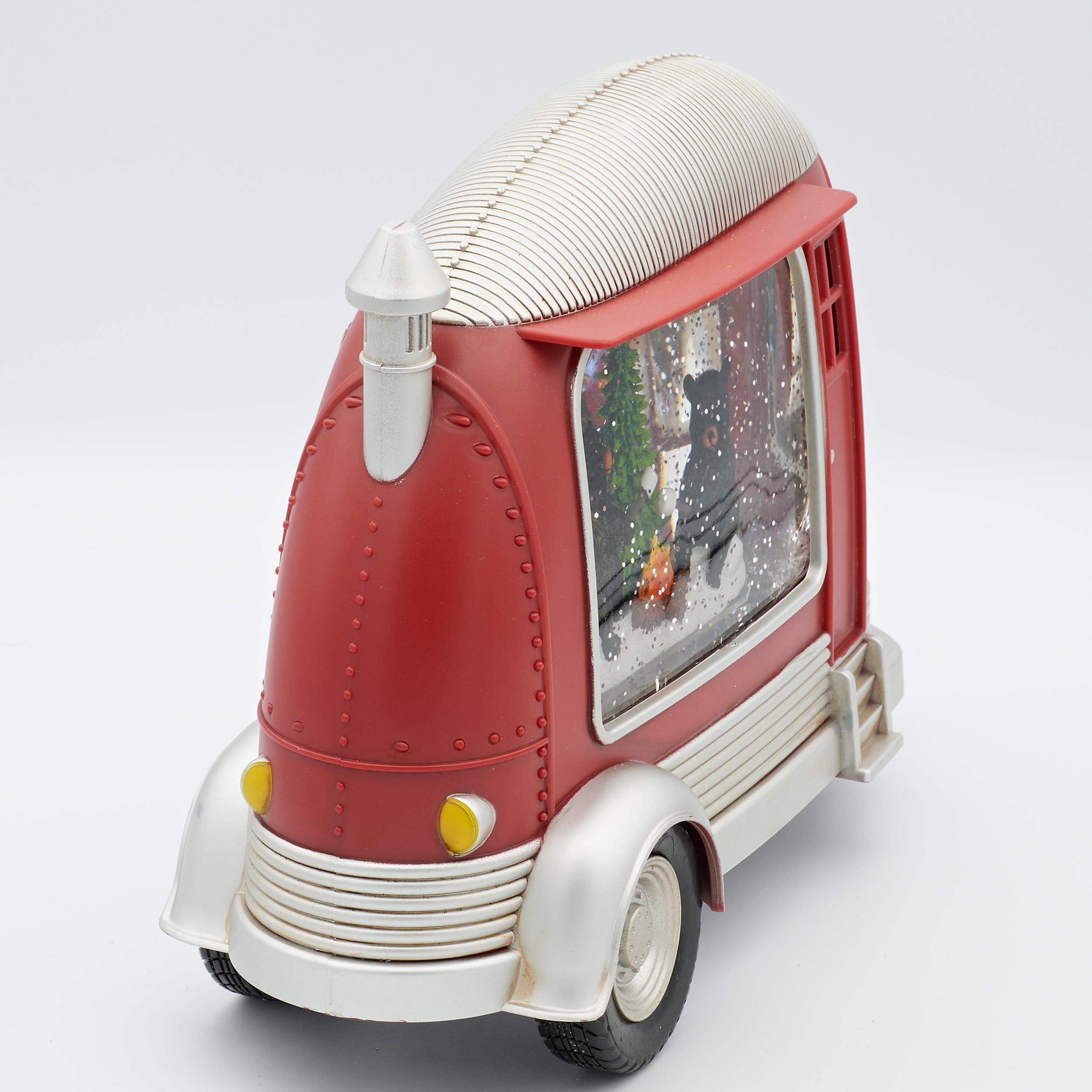 Confetti Lites Lighted Swirl Retro Camper with Bears by Campfire Scene