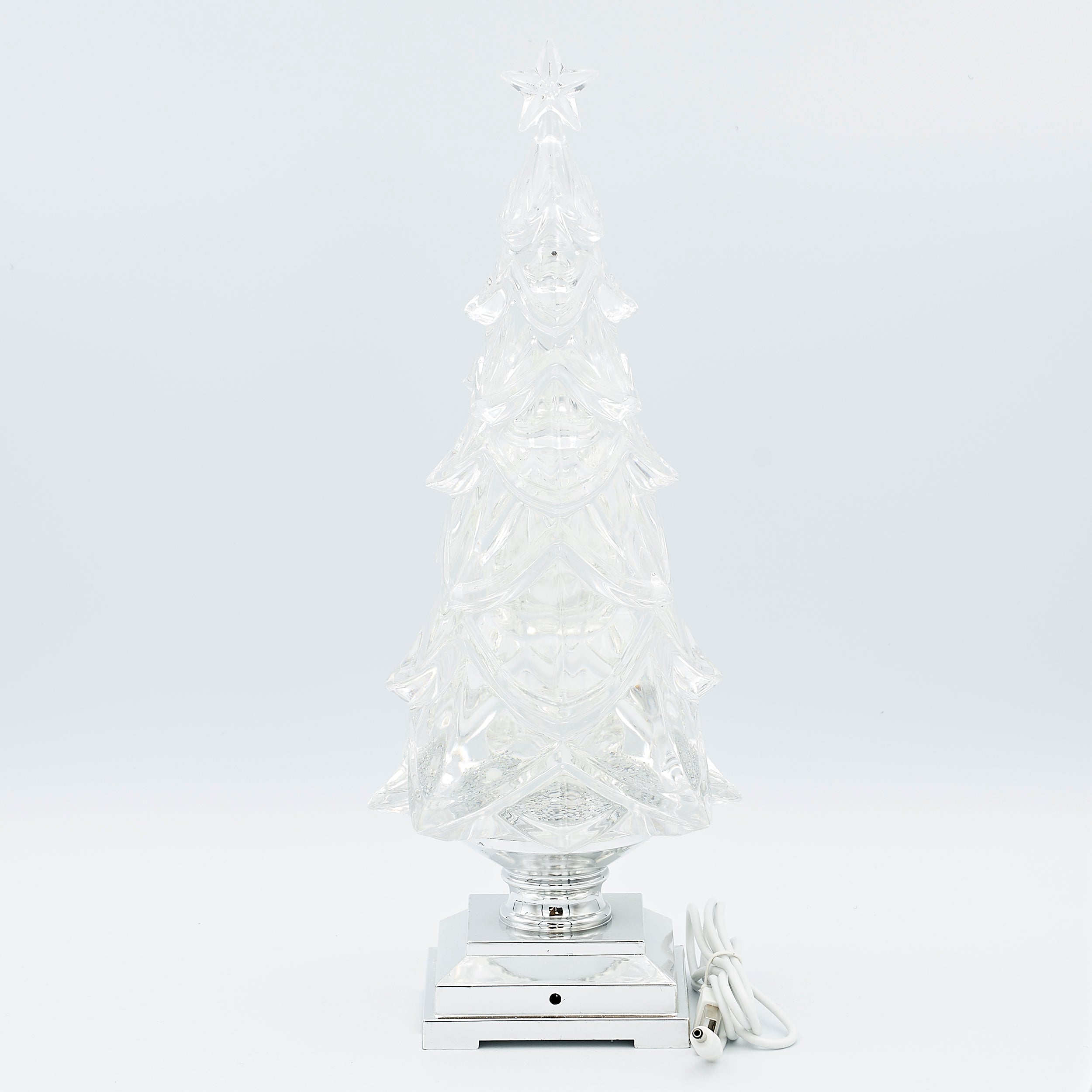 Confetti Lites Lighted Swirl Clear Tree with Silver Square Base