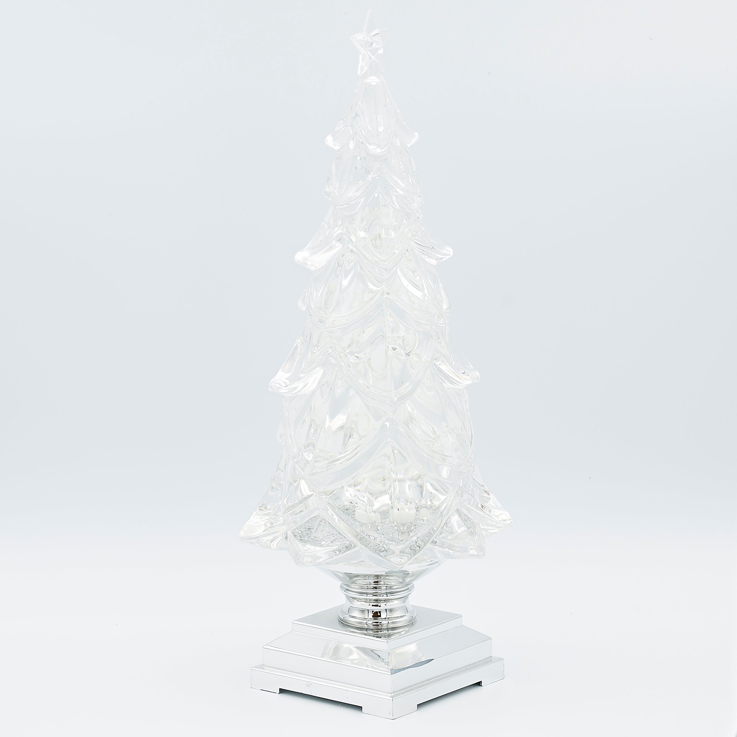 Confetti Lites Lighted Swirl Clear Tree with Silver Square Base