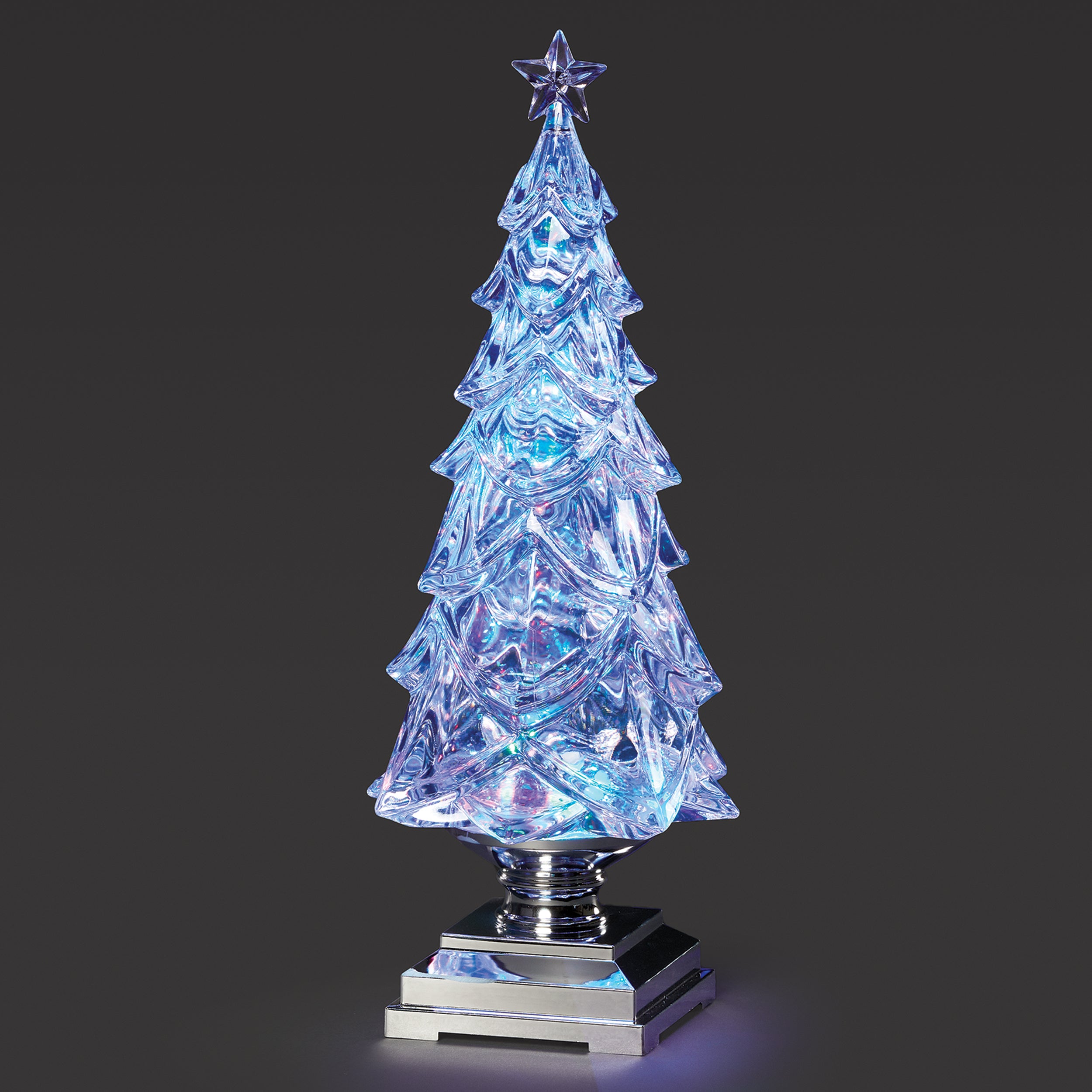Confetti Lites Lighted Swirl Clear Tree with Silver Square Base