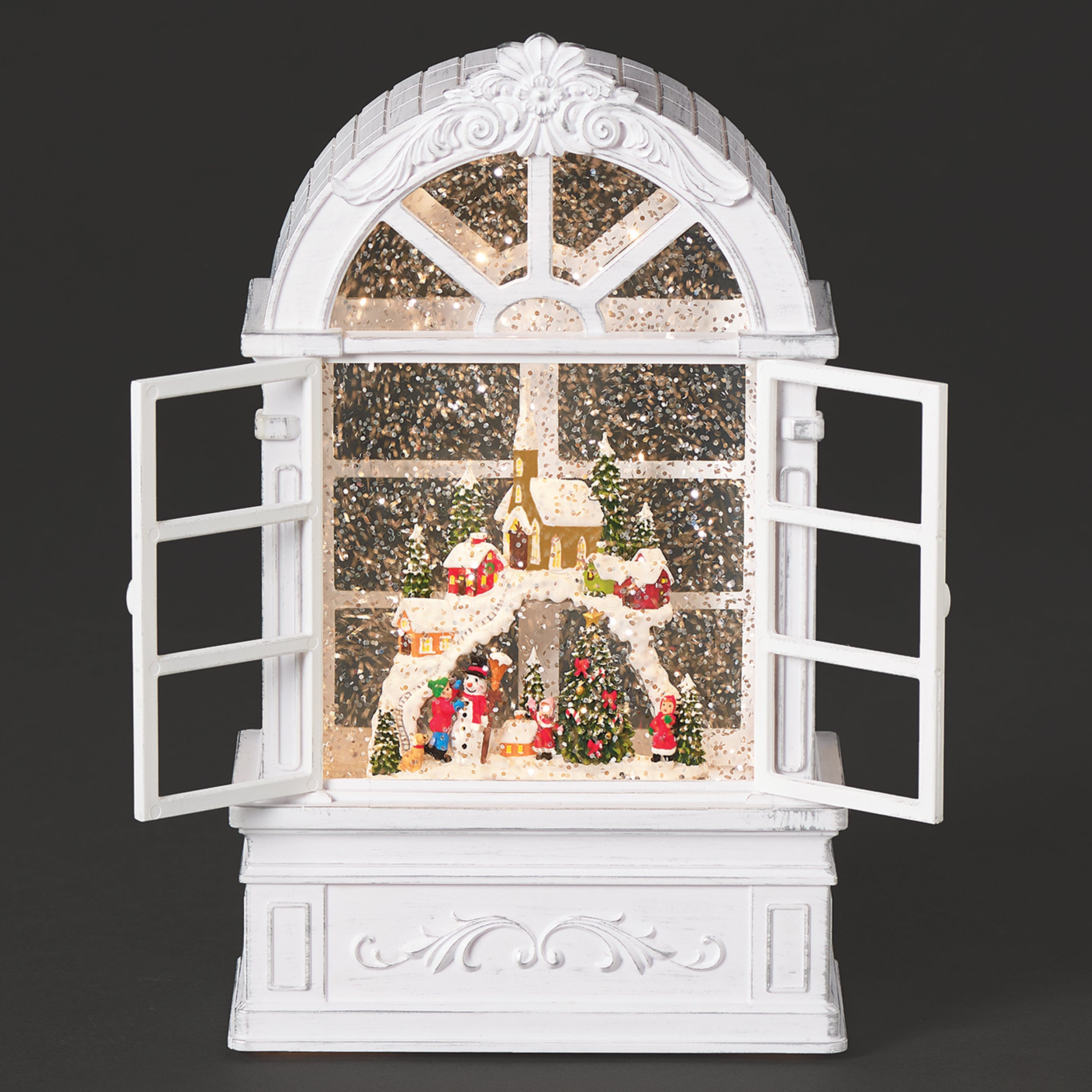 Confetti Lites Lighted Swirl Snowy Town Window