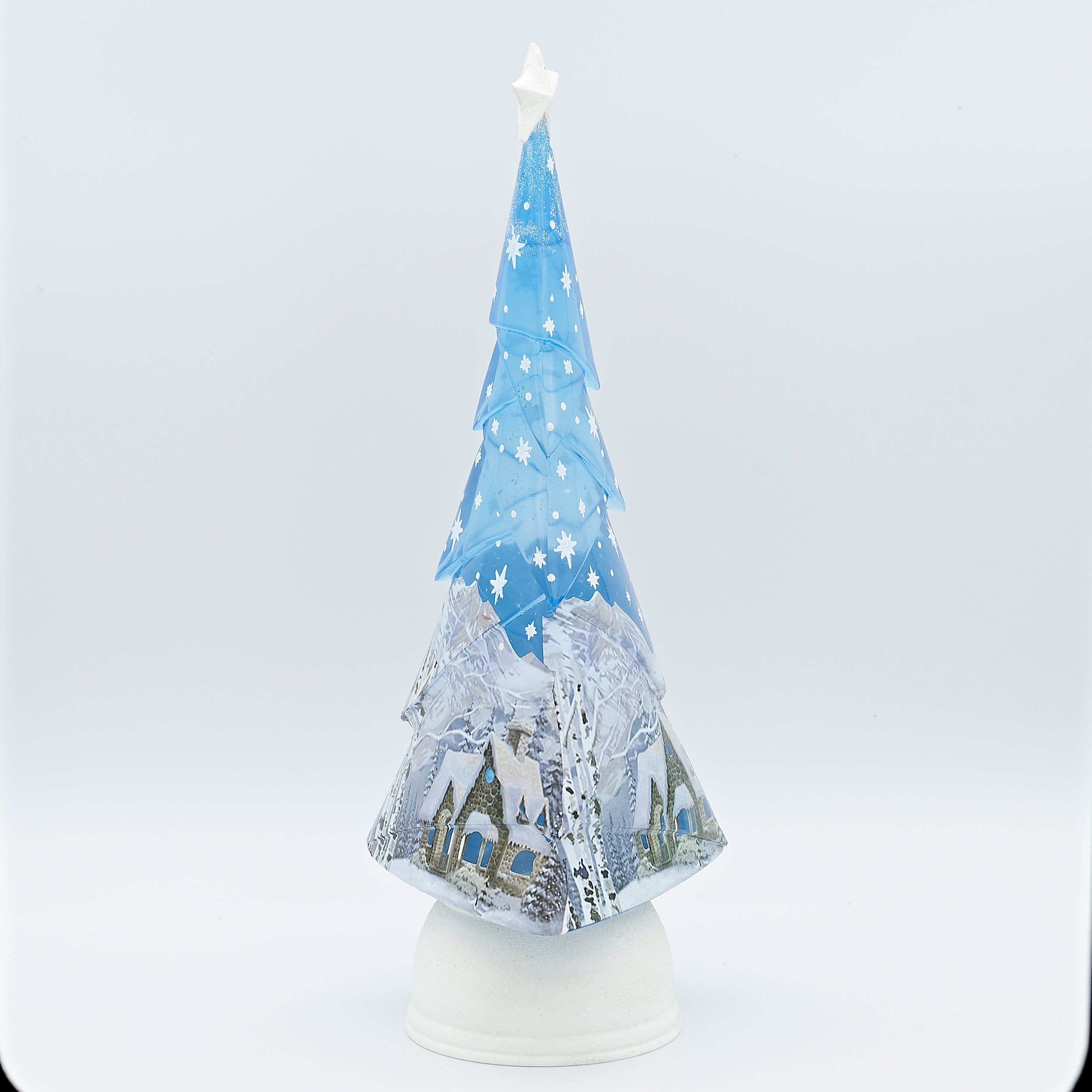Confetti Lites Glitterdome Lighted Swirl Tree with Village Decal & Angled Branches