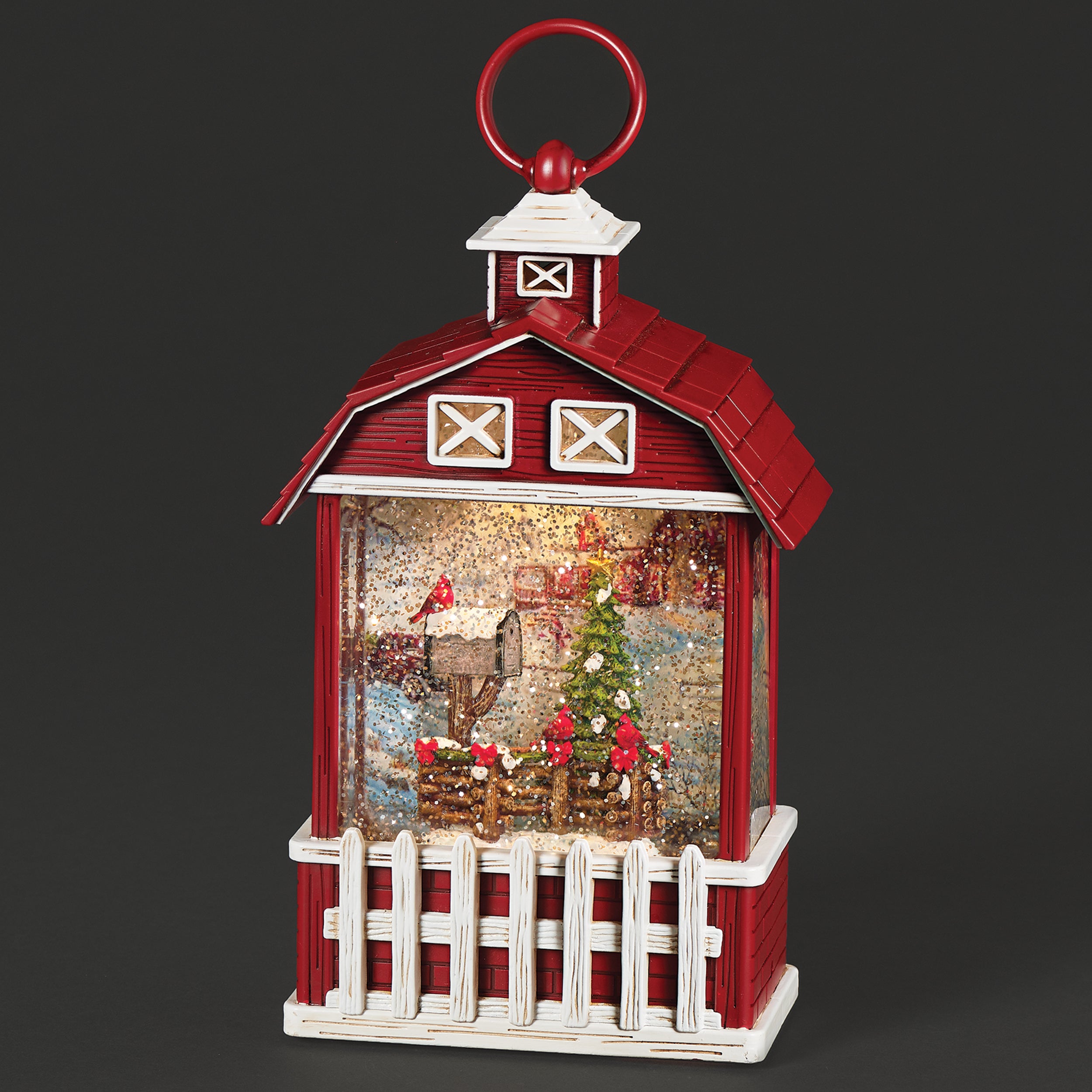 Confetti Lites Lighted Swirl Barn with Fence & Cardinals