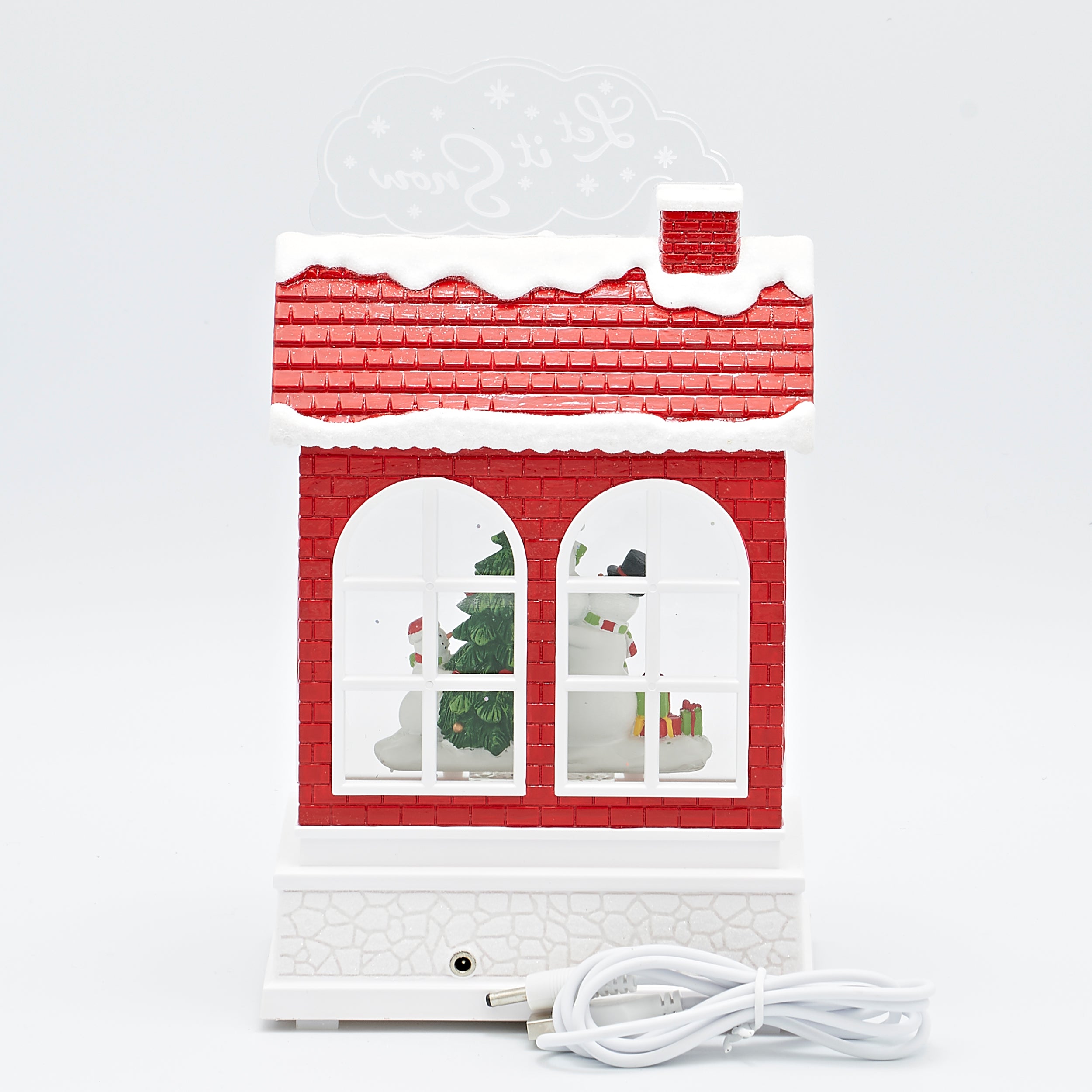 Confetti Lites Lighted Swirl House with Snowmen Scene