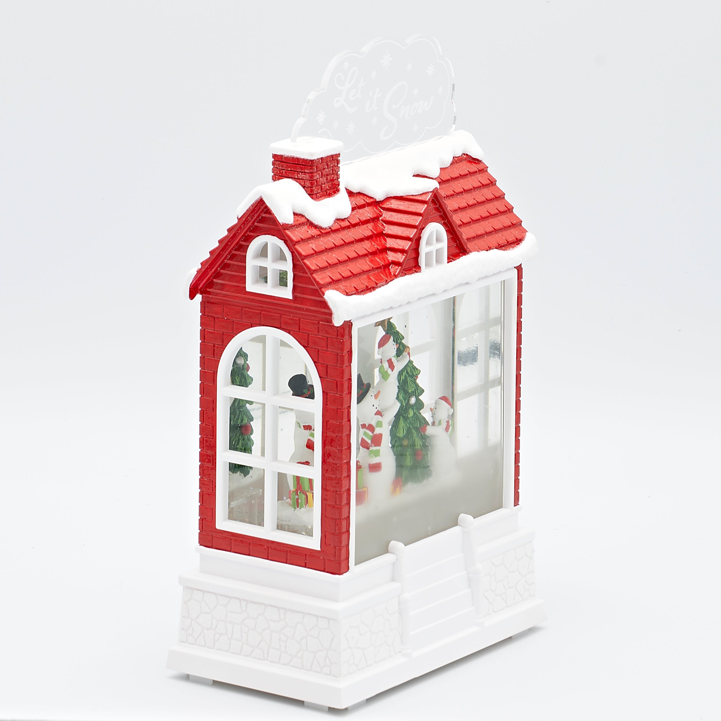 Confetti Lites Lighted Swirl House with Snowmen Scene