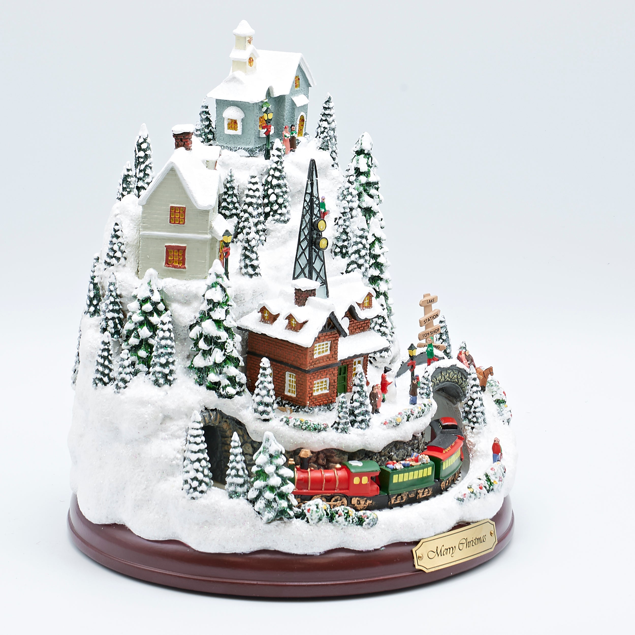 Amusements Lighted Musical Snowy Mountain Village with Rotating Train