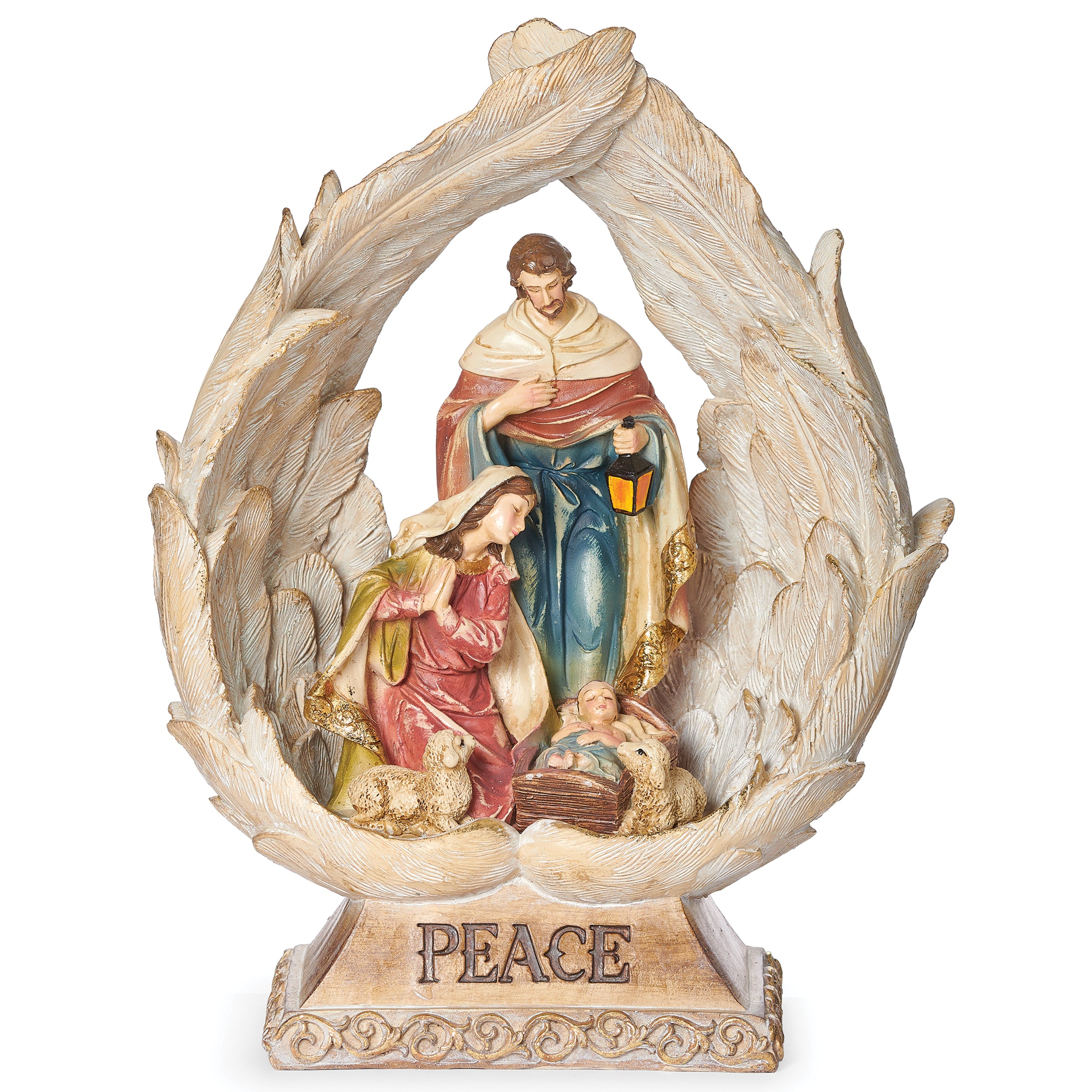 Holy Family in Sculpted Wings Peace Figure