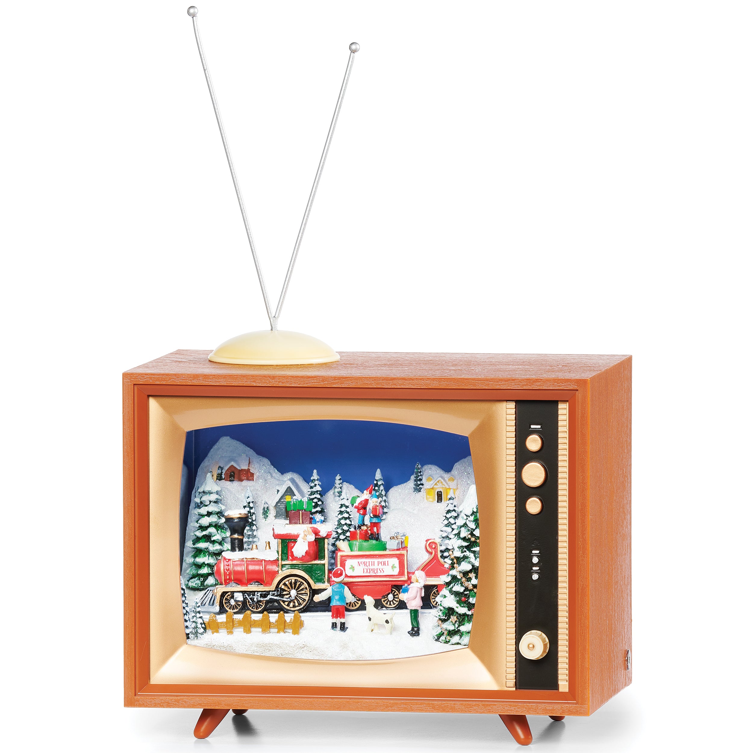 Amusements Lighted Musical North Pole Express TV with Train Scene