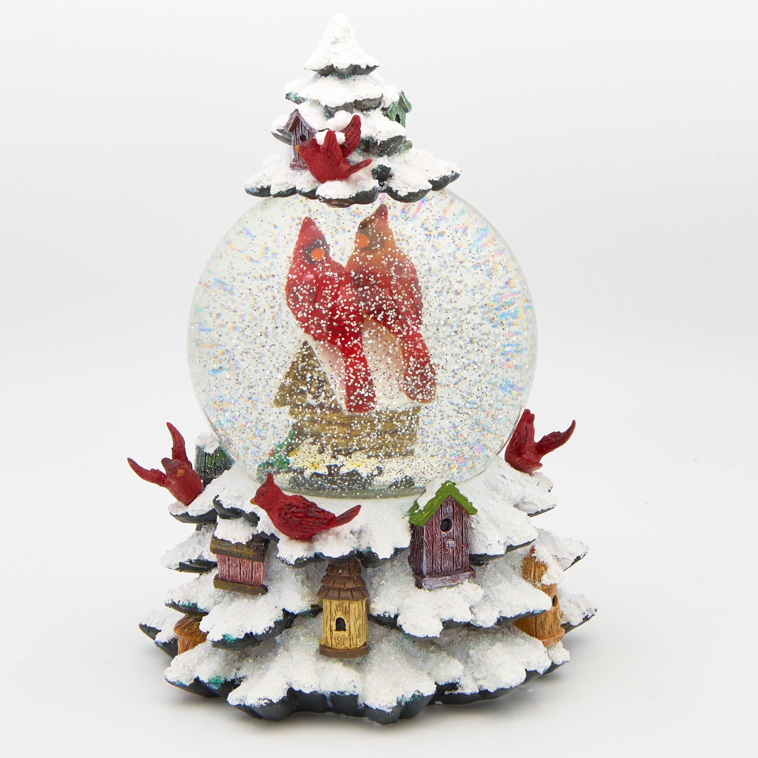 Glitterdome Lighted Swirl Cardinal Scene