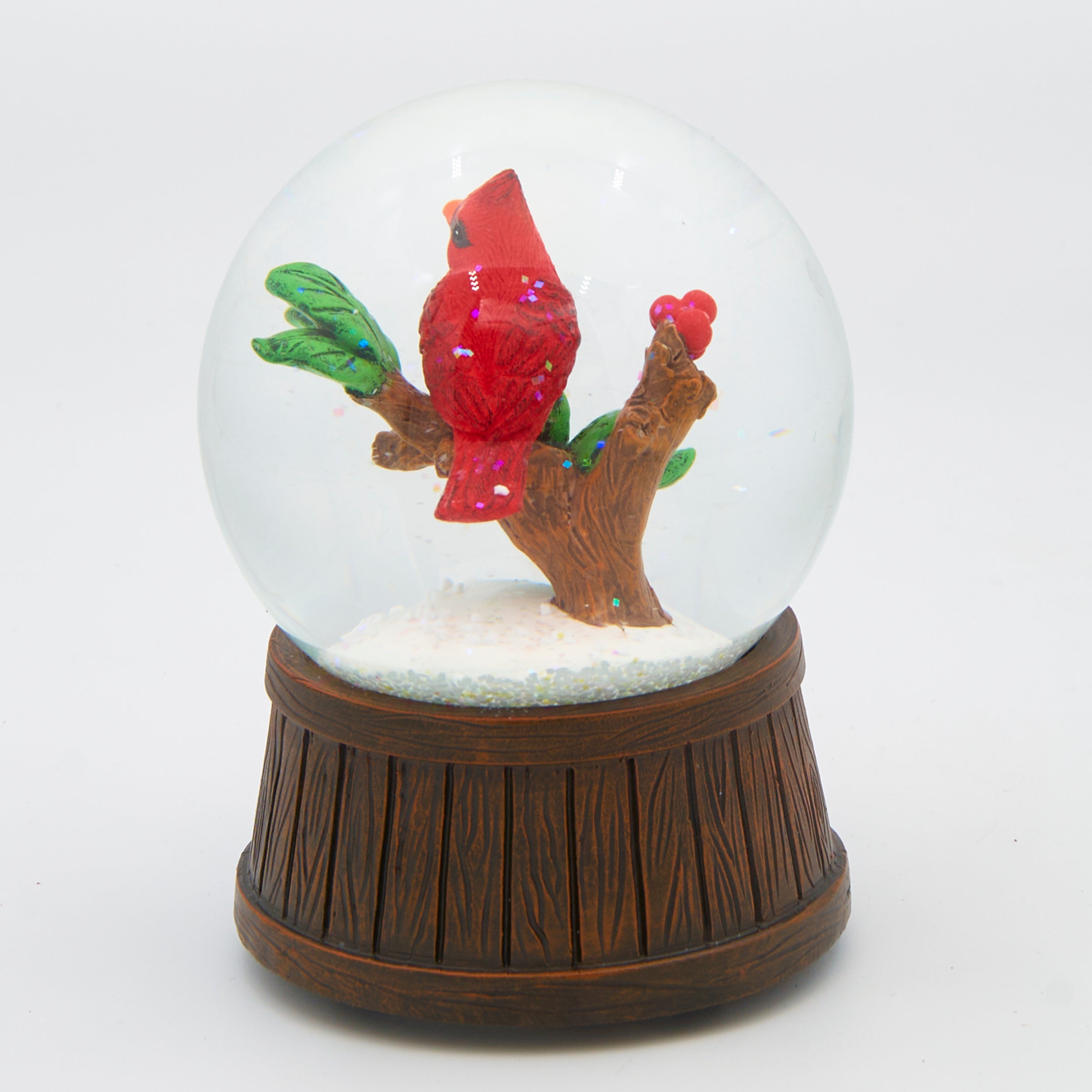 Glitterdome Musical Cardinal with Barrel Base – "Joy to the World" Tune