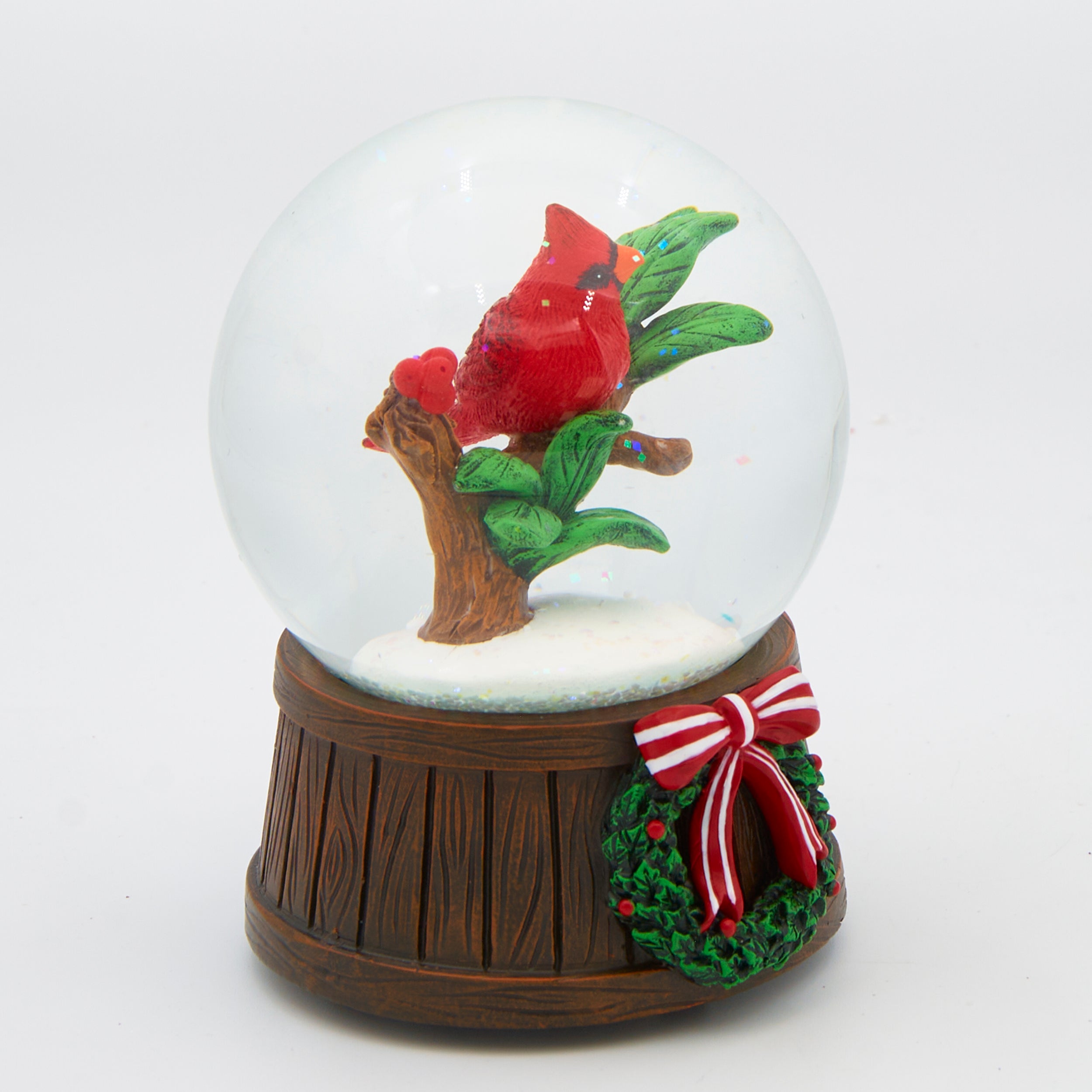 Glitterdome Musical Cardinal with Barrel Base – "Joy to the World" Tune
