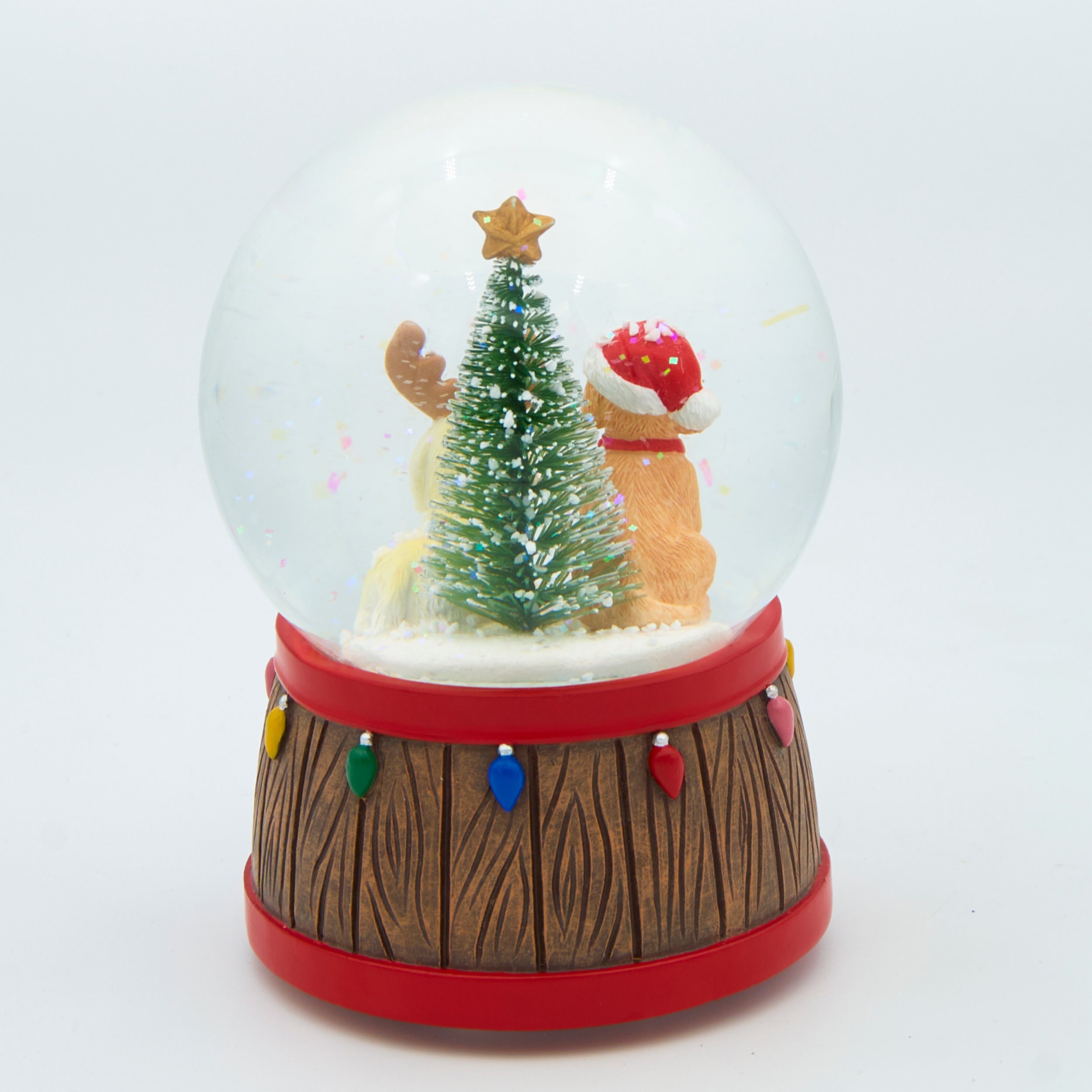 Glitterdome Musical Dogs with Hat & Antlers - "Deck the Halls" Tune