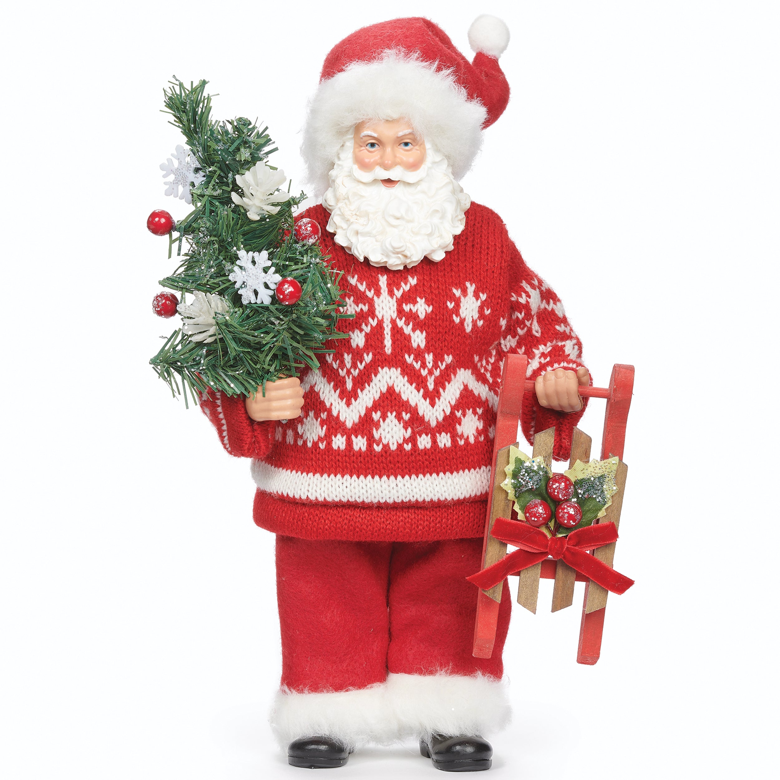 Santa in Sweater with Sled Figure