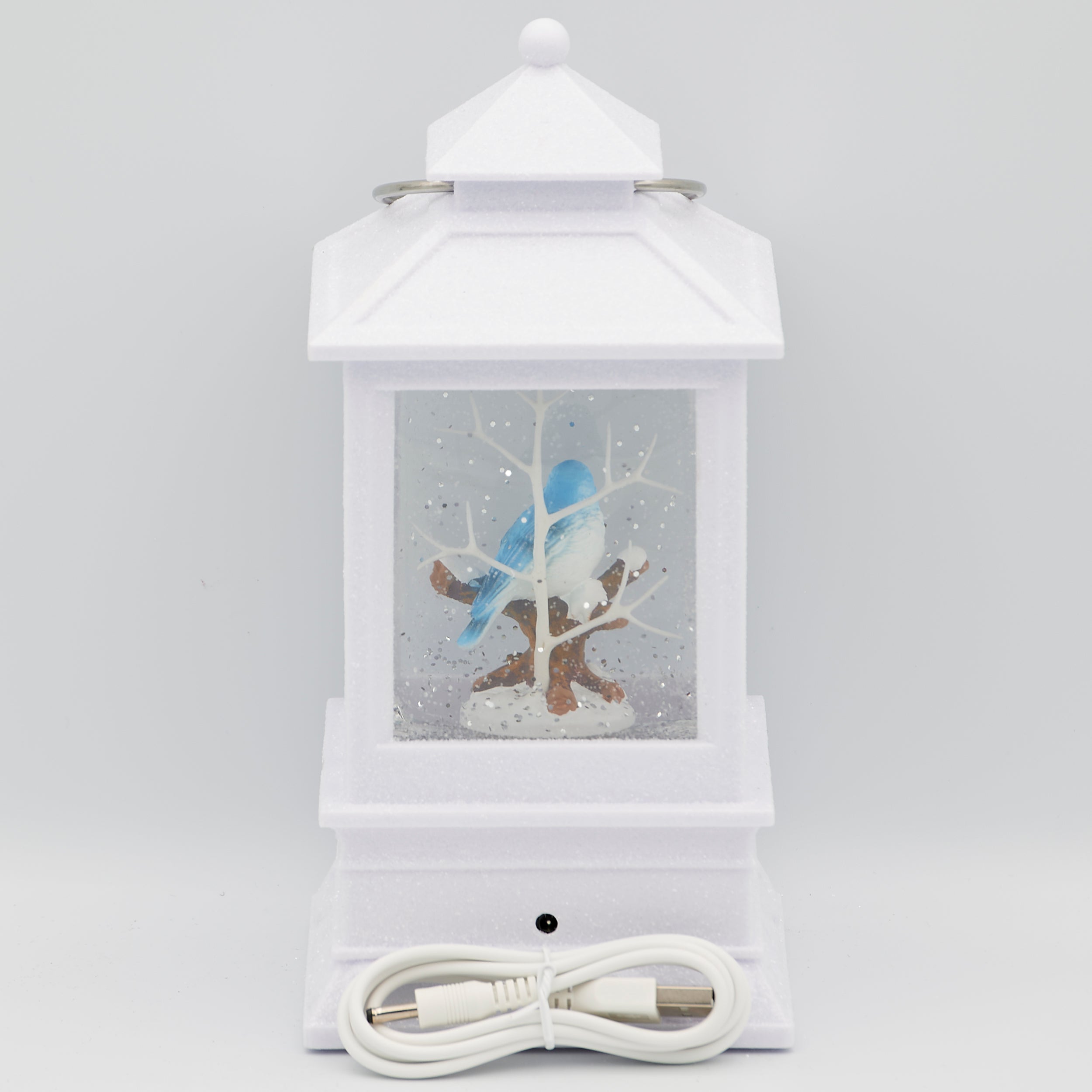 Confetti Lites Lighted Swirl Bluebird Lantern with Branch & Holly