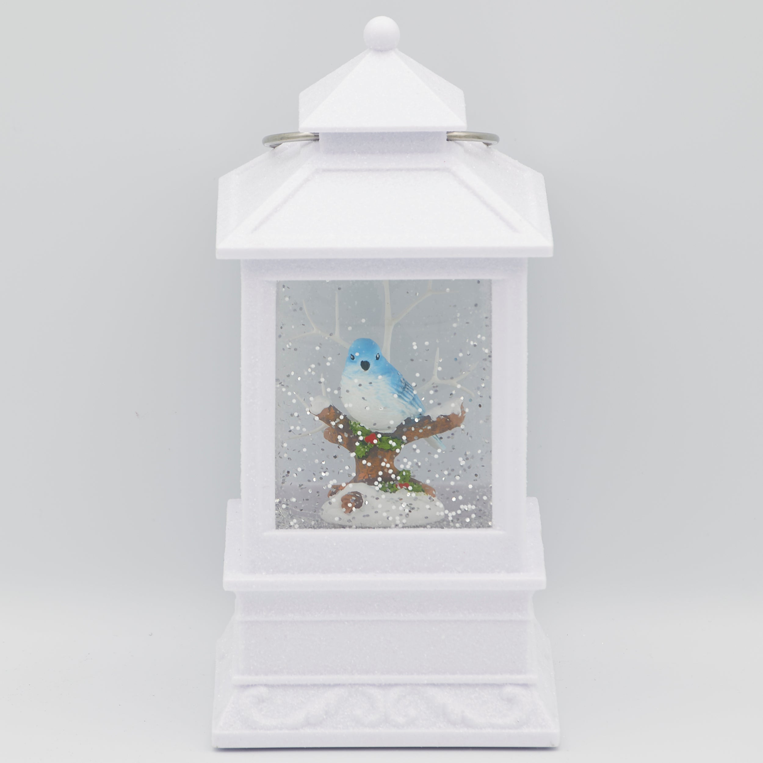 Confetti Lites Lighted Swirl Bluebird Lantern with Branch & Holly