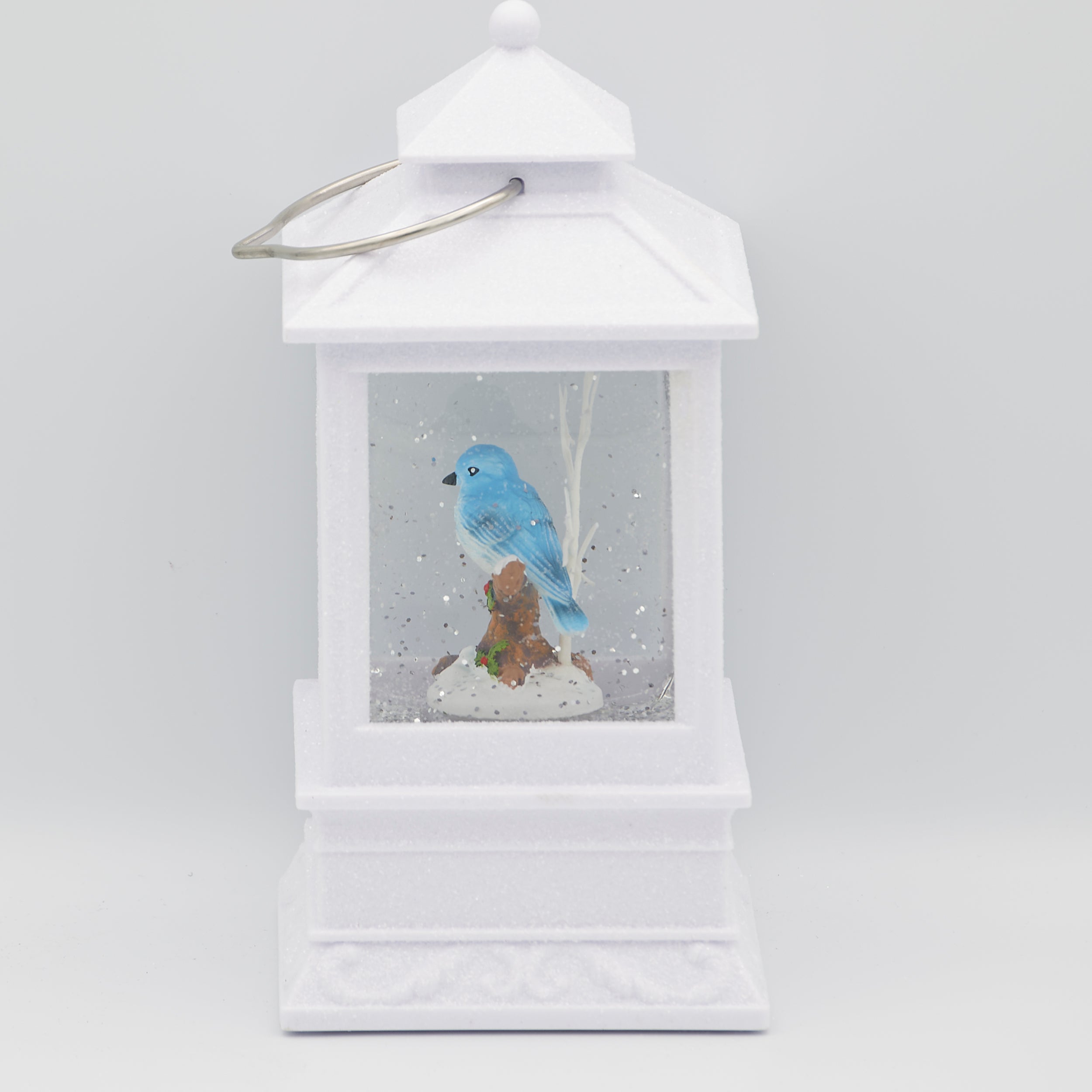 Confetti Lites Lighted Swirl Bluebird Lantern with Branch & Holly