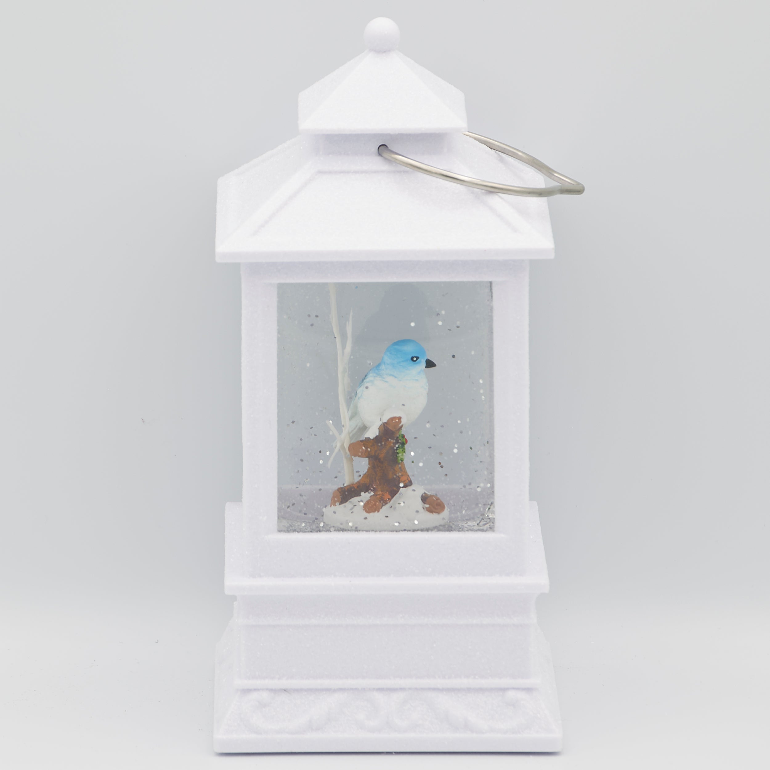 Confetti Lites Lighted Swirl Bluebird Lantern with Branch & Holly