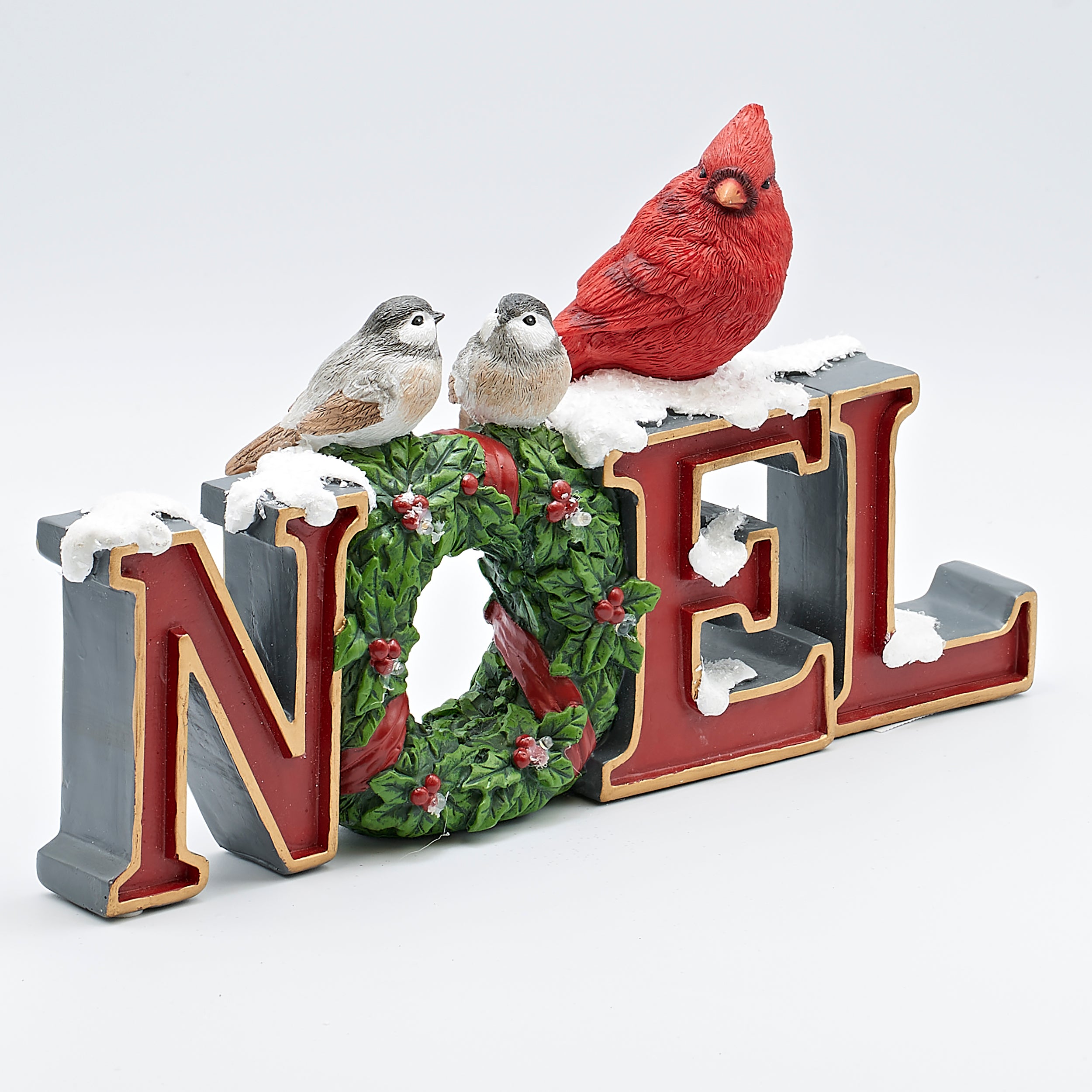 Lighted NOEL Figure with Wreath and Cardinal