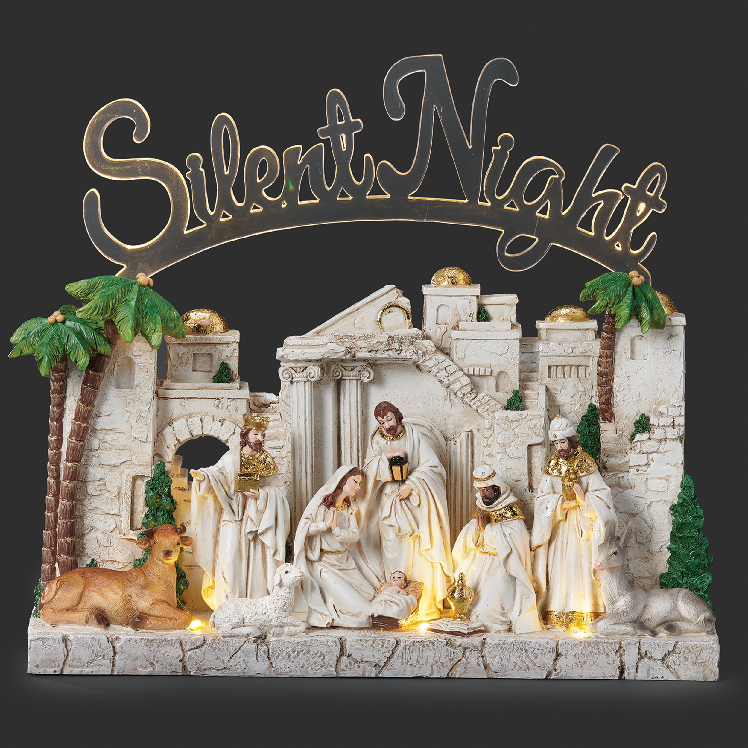 Lighted Silent Night Nativity Scene with Acrylic Glow