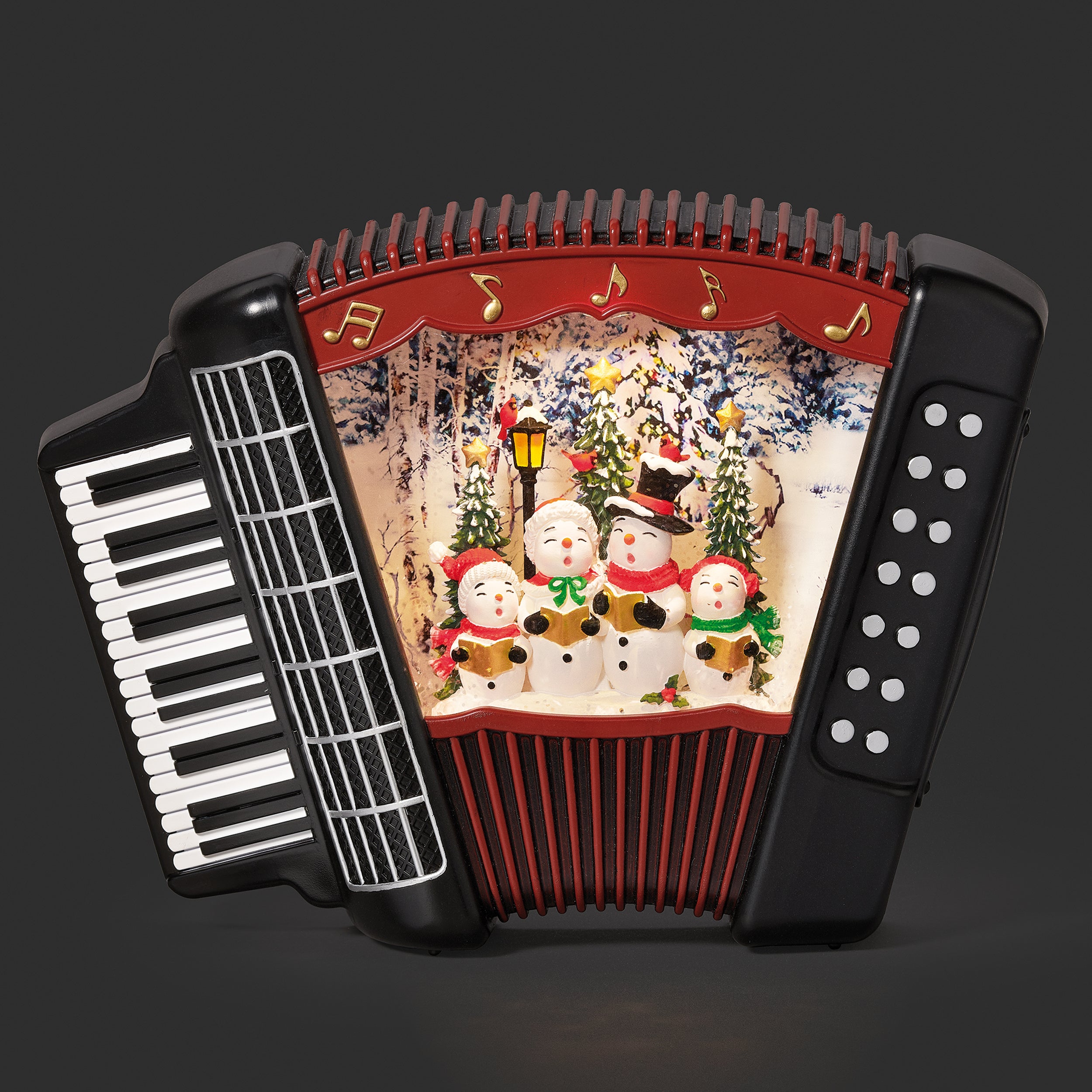 Confetti Lites Lighted Musical Swirl Snowmen Family Carolers in an Accordion