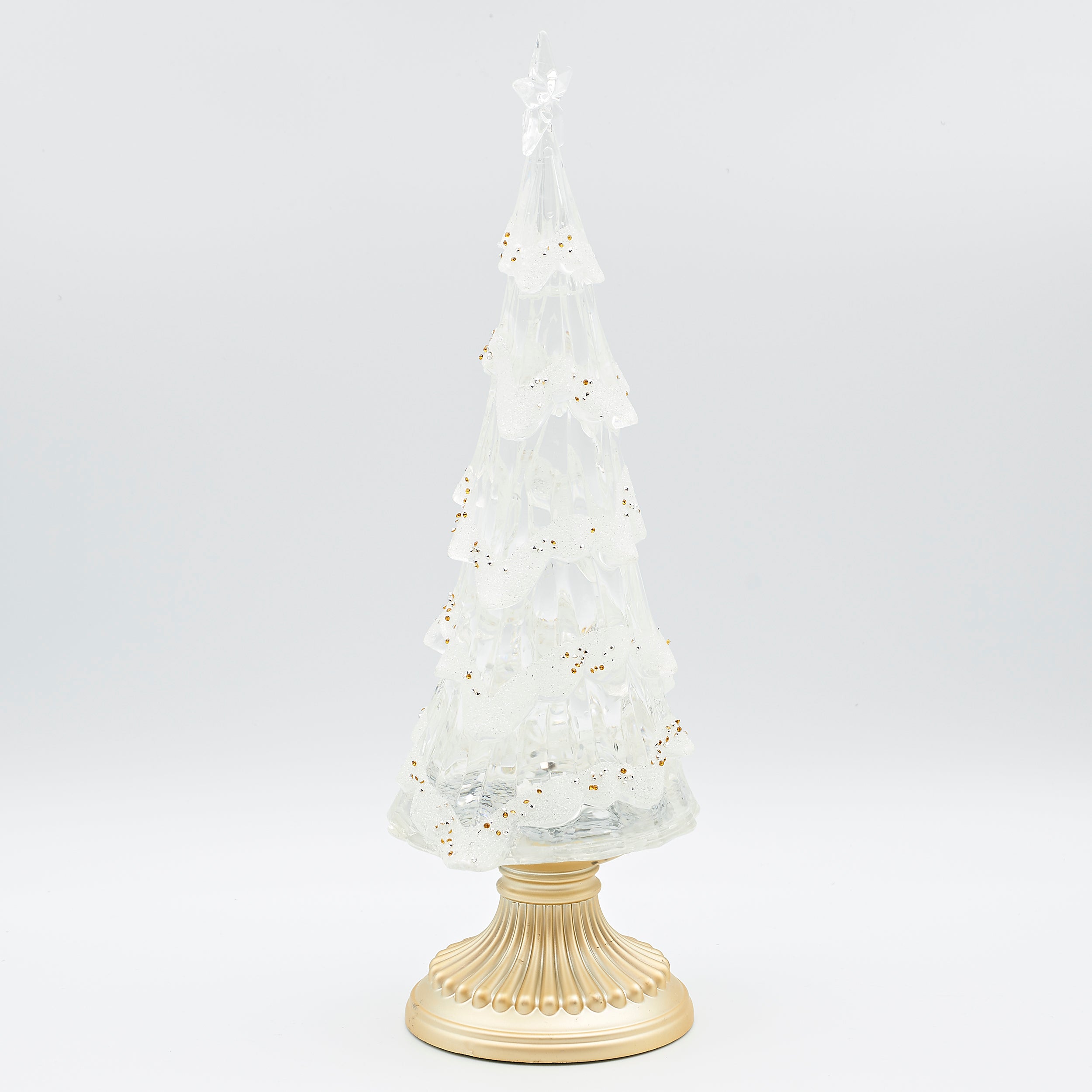 Confetti Lites Lighted Swirl Tree with Gold Crystals & Base