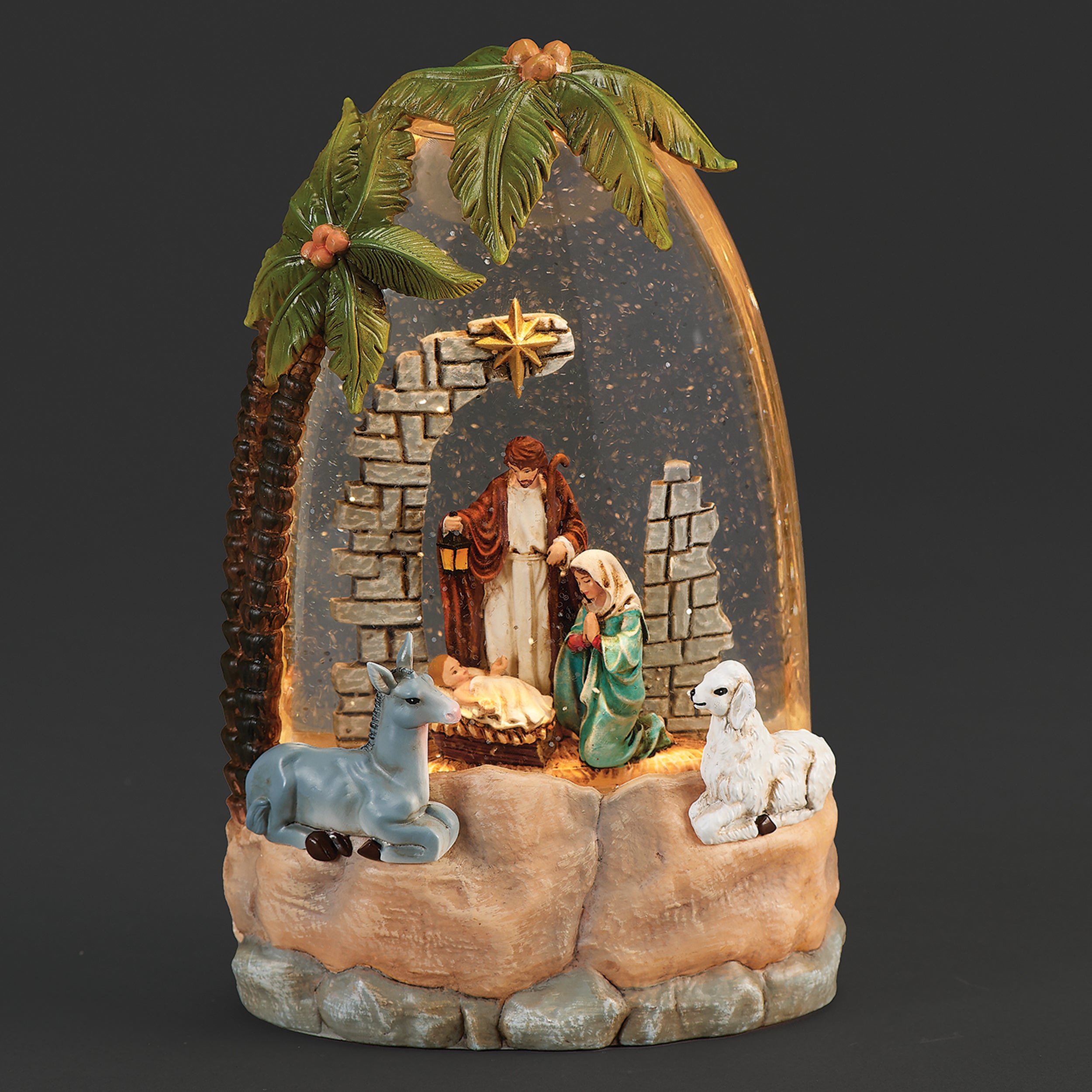 Confetti Lites Lighted Swirl Palm Tree with Holy Family