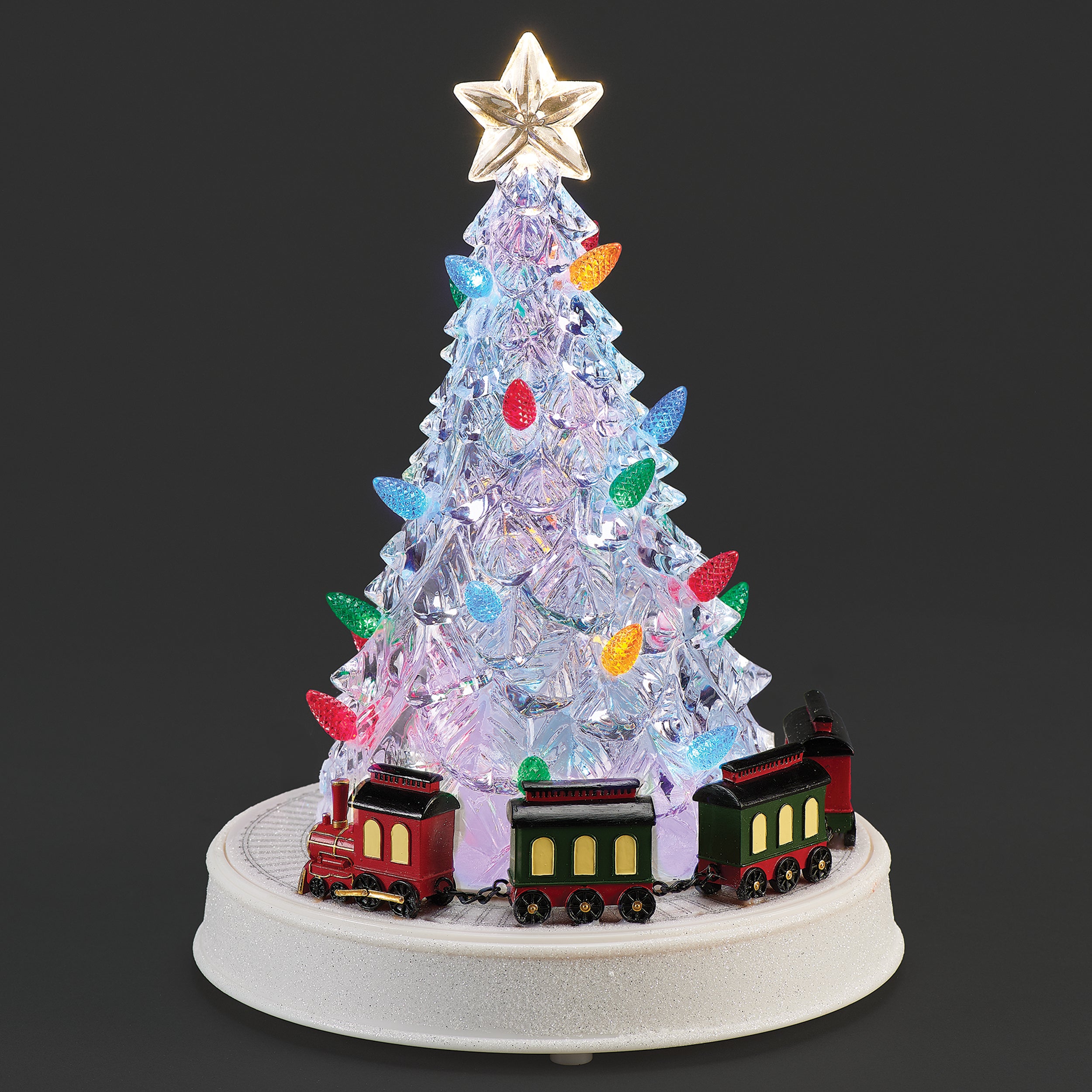 Lighted Musical Tree with Rotating Train