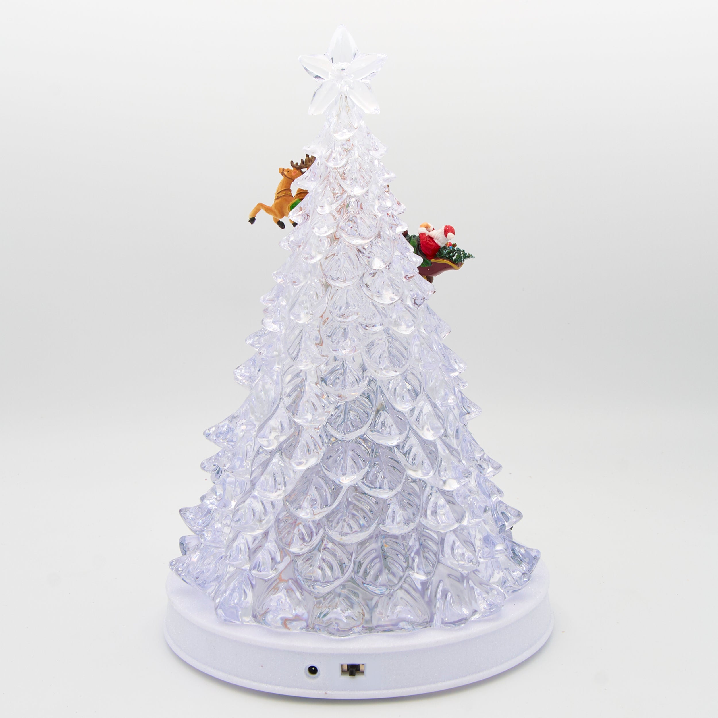 Lighted Musical Tree with Santa & Reindeer Over Village