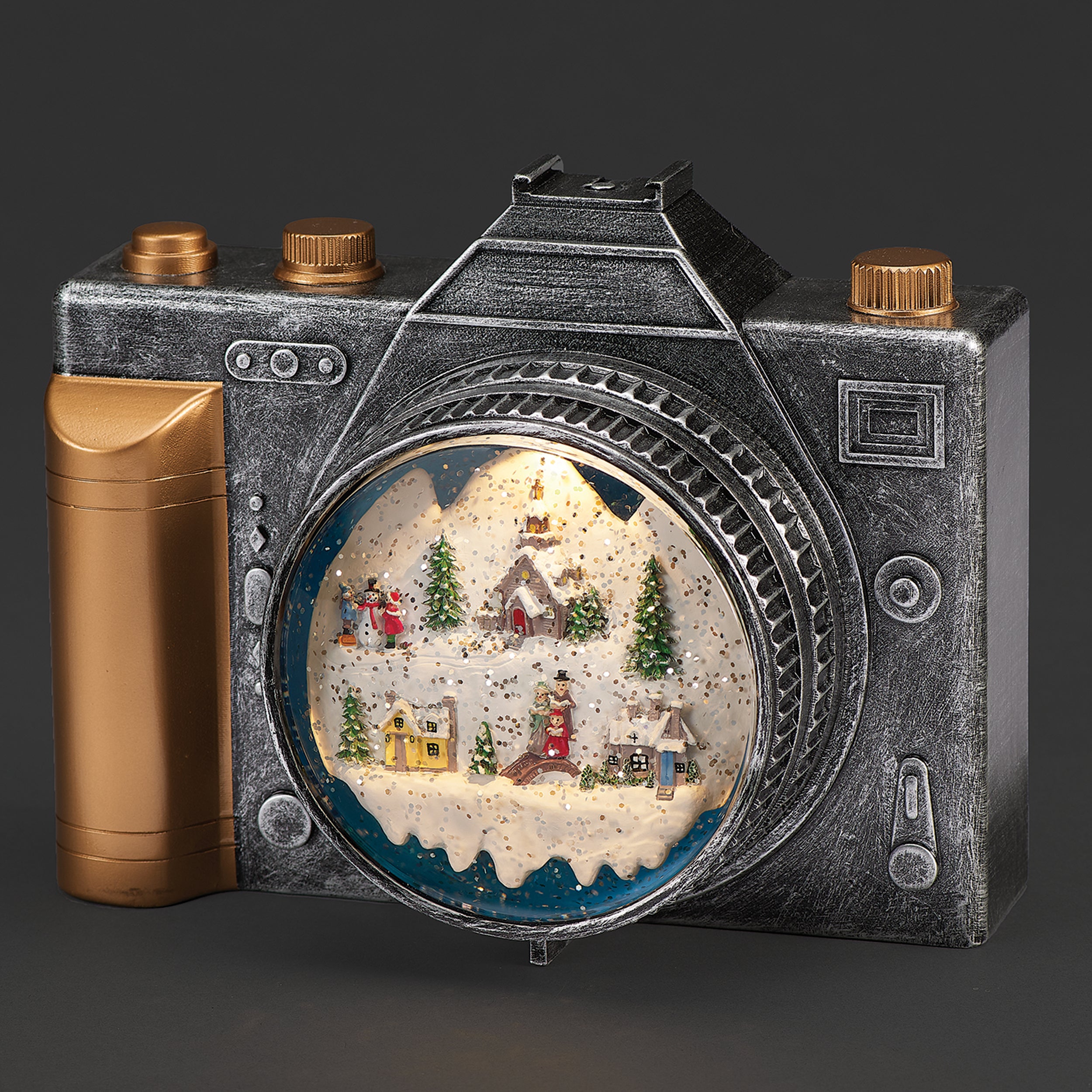Confetti Lites Lighted Swirl Camera with Snow Village Scene