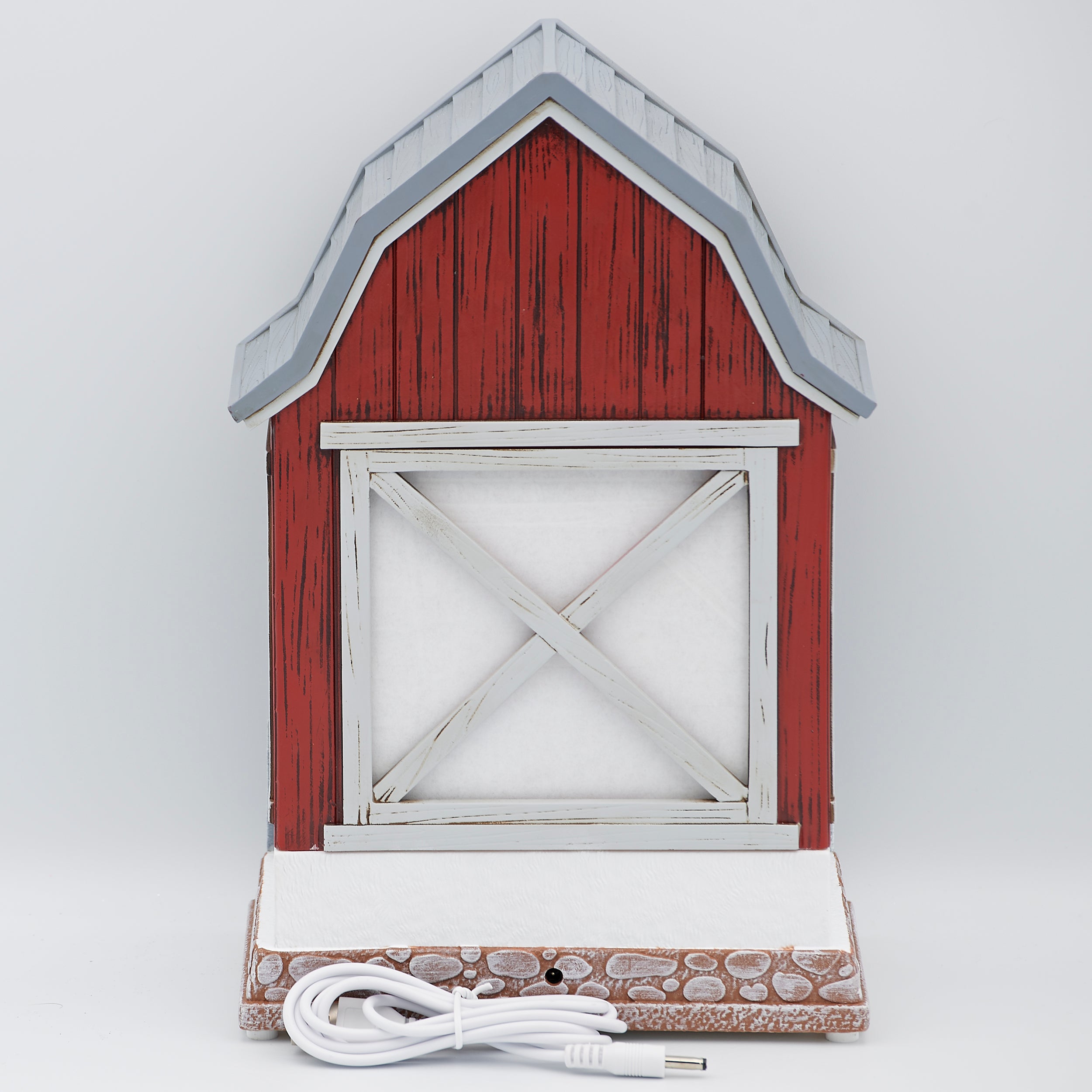 Confetti Lites Lighted Swirl Barn with Santa Feeding Reindeer