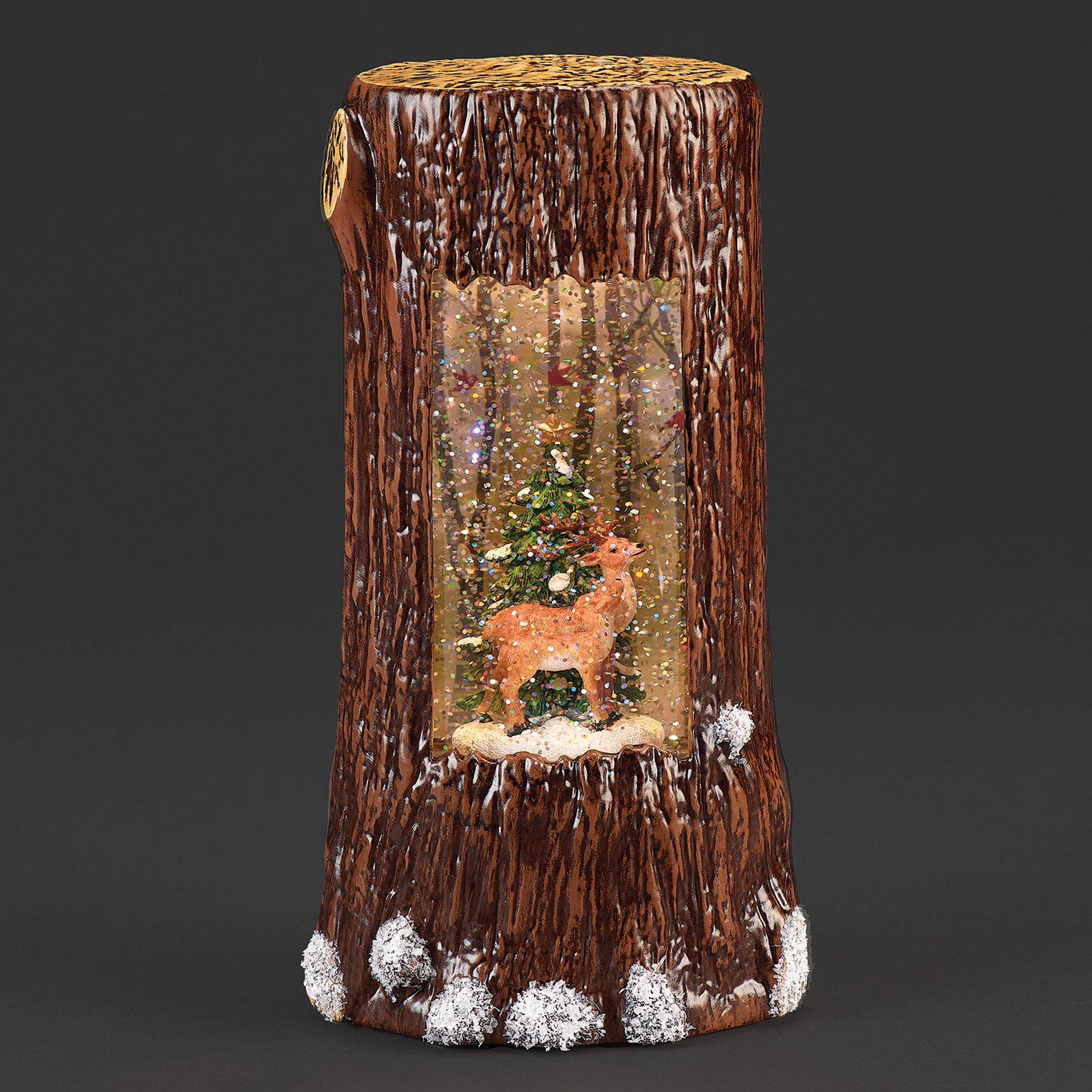 Confetti Lites Lighted Swirl Tree Stump with Deer Family