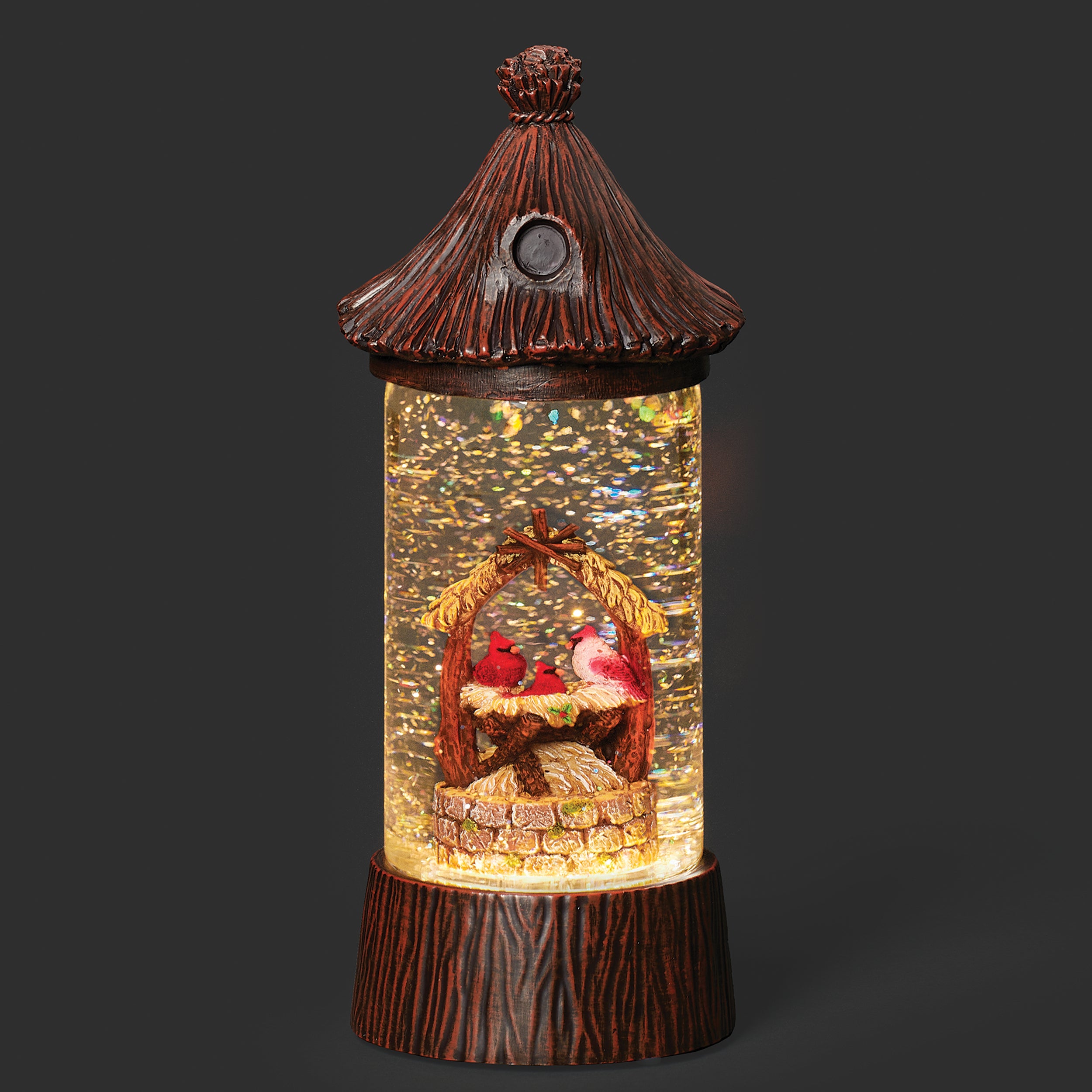 Confetti Lites Lighted Swirl Cardinal Holy Family Scene