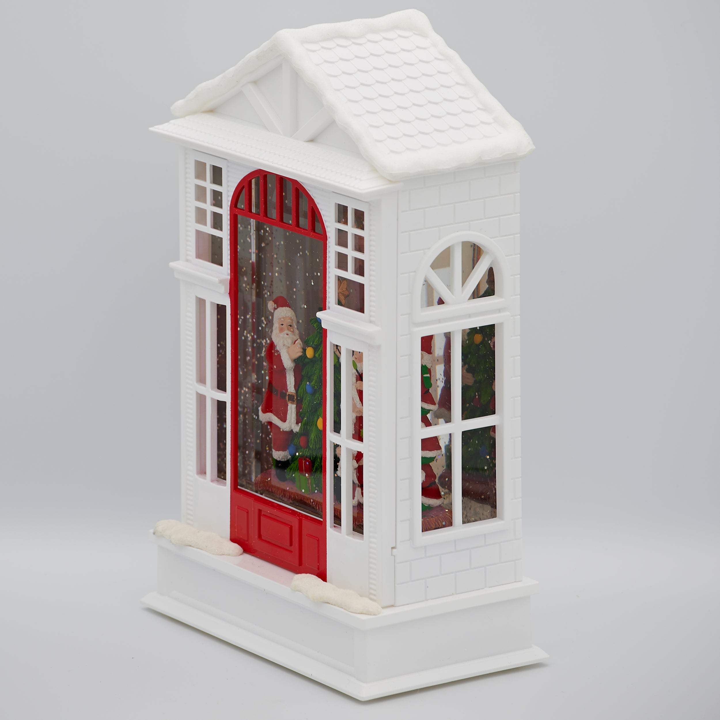 Confetti Lites Lighted Swirl Two-Story House with Santa & Elves