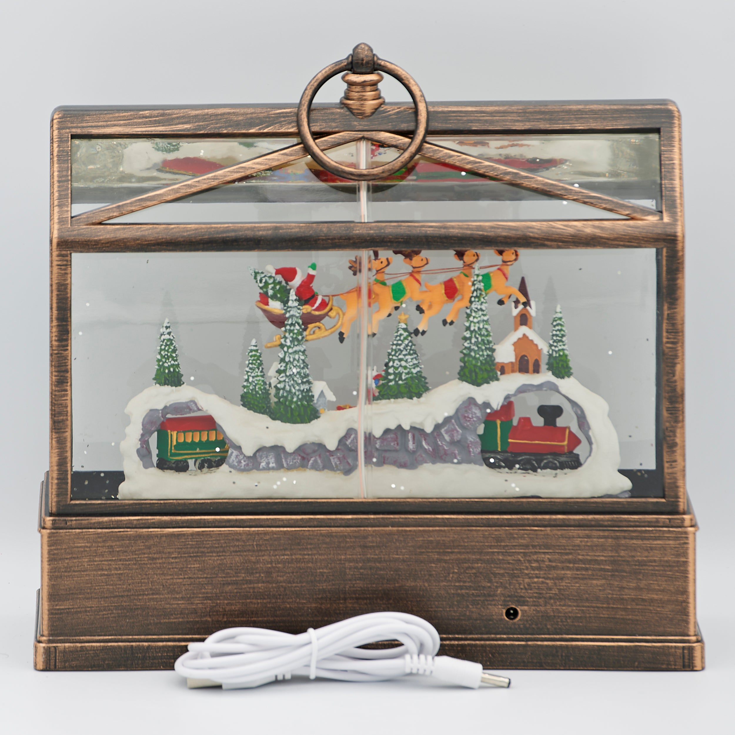 Confetti Lites Lighted Swirl Greenhouse with Santa, Train & Village