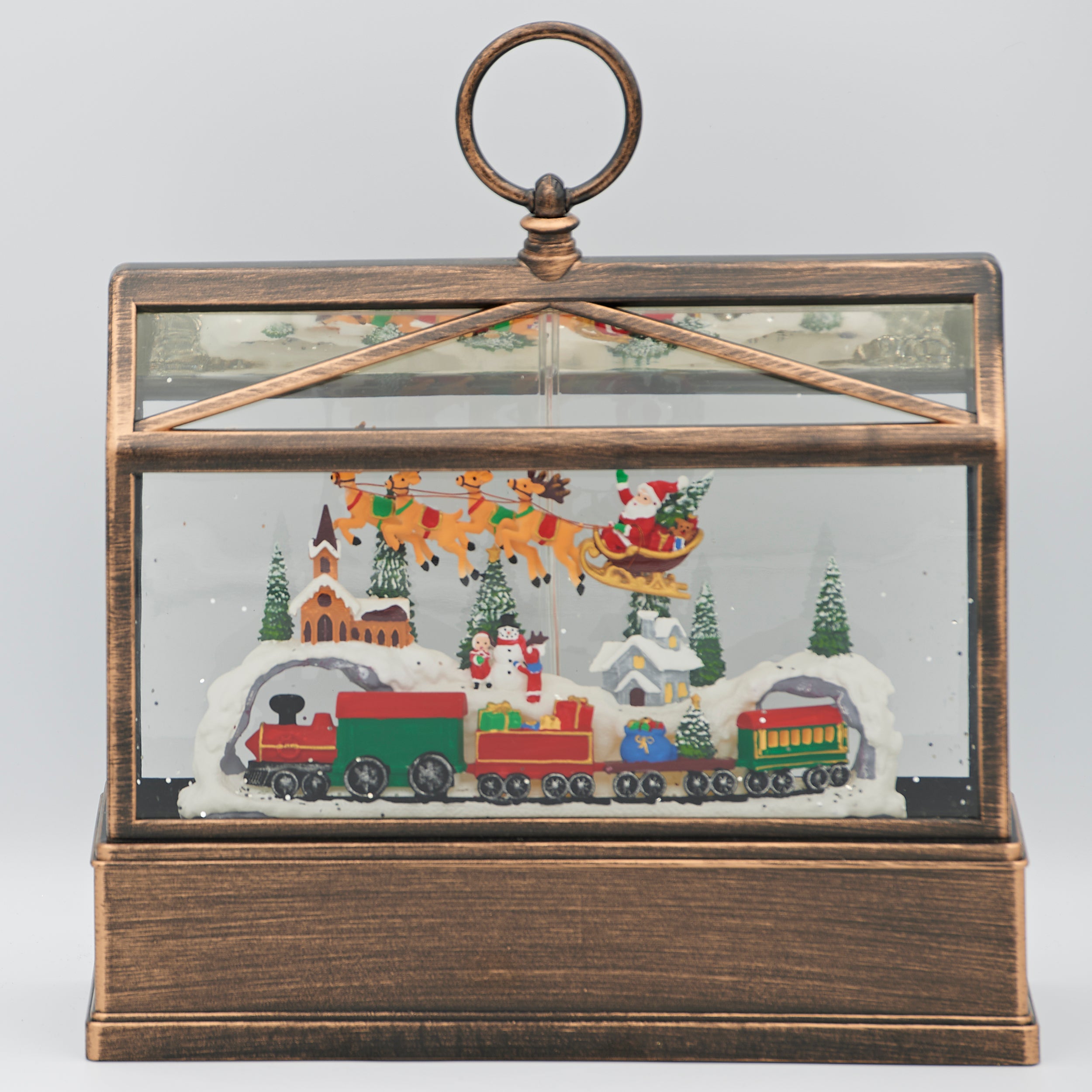 Confetti Lites Lighted Swirl Greenhouse with Santa, Train & Village