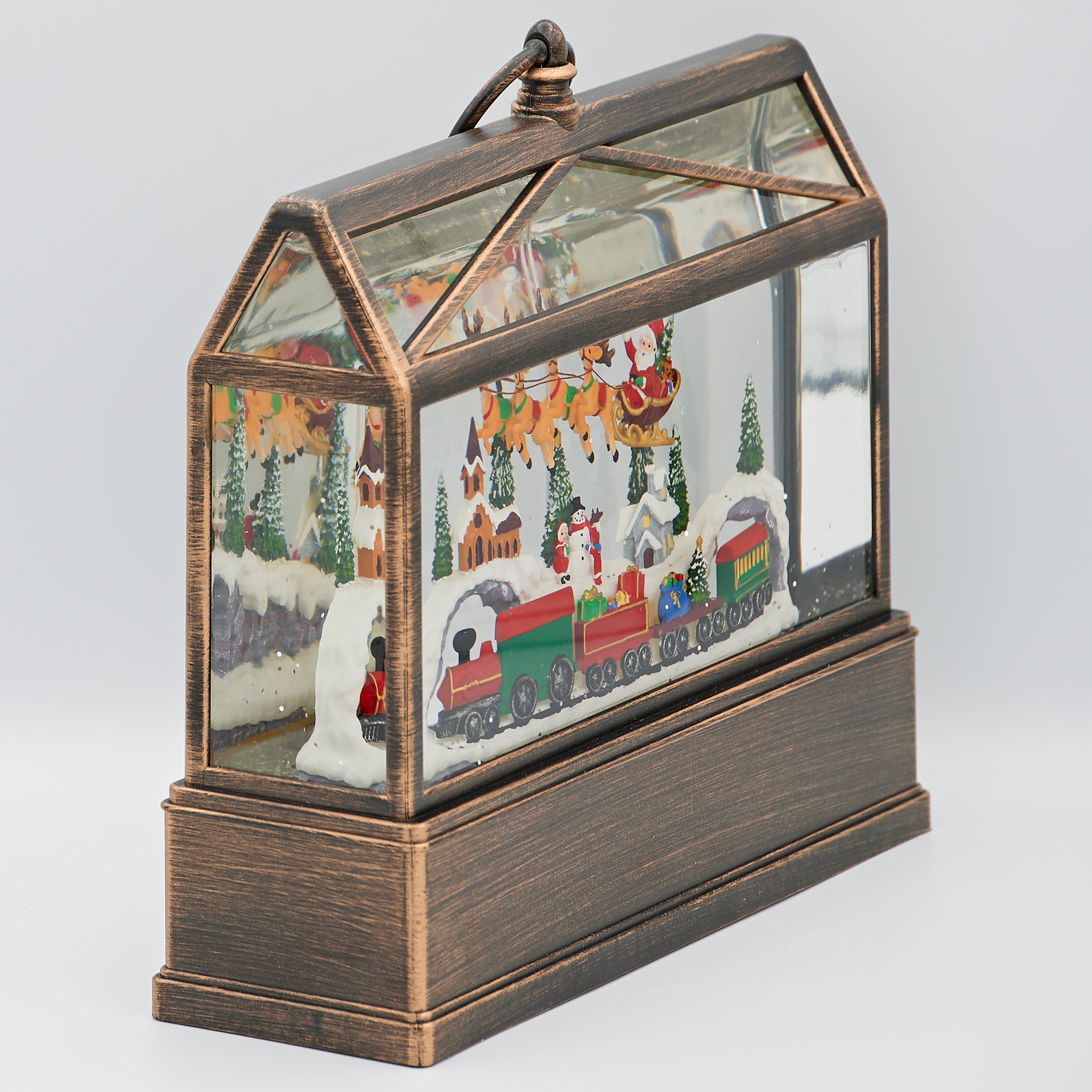 Confetti Lites Lighted Swirl Greenhouse with Santa, Train & Village