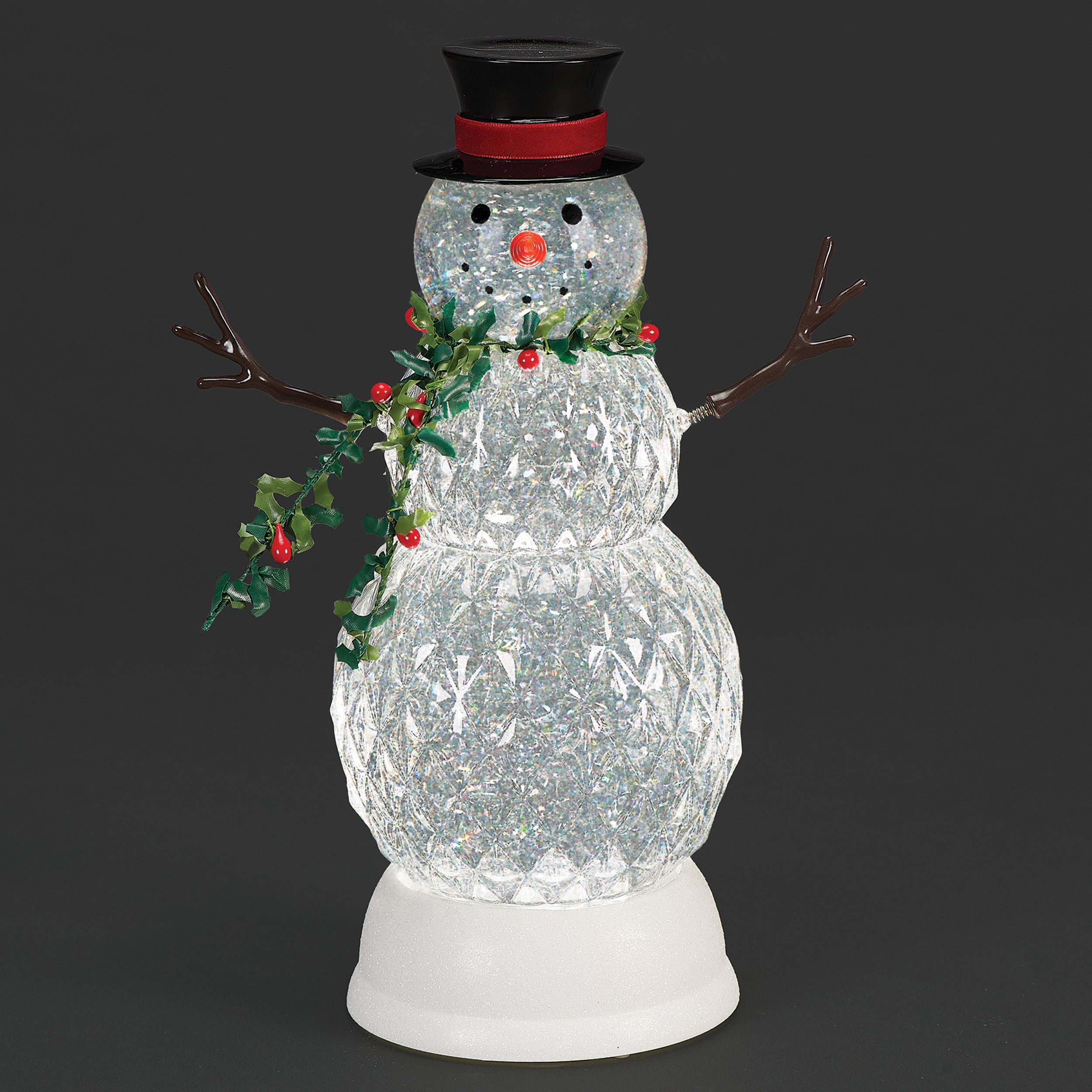Confetti Lites Lighted Swirl Faceted Snowman with Holly Scarf