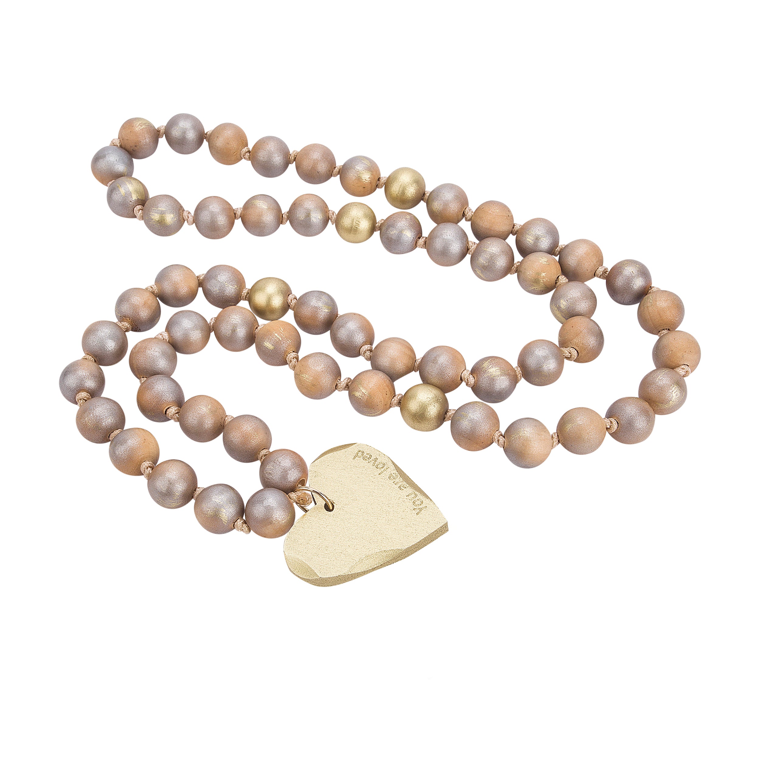 Alexa's Angels Wooden Blessing Beads with Heart Accent