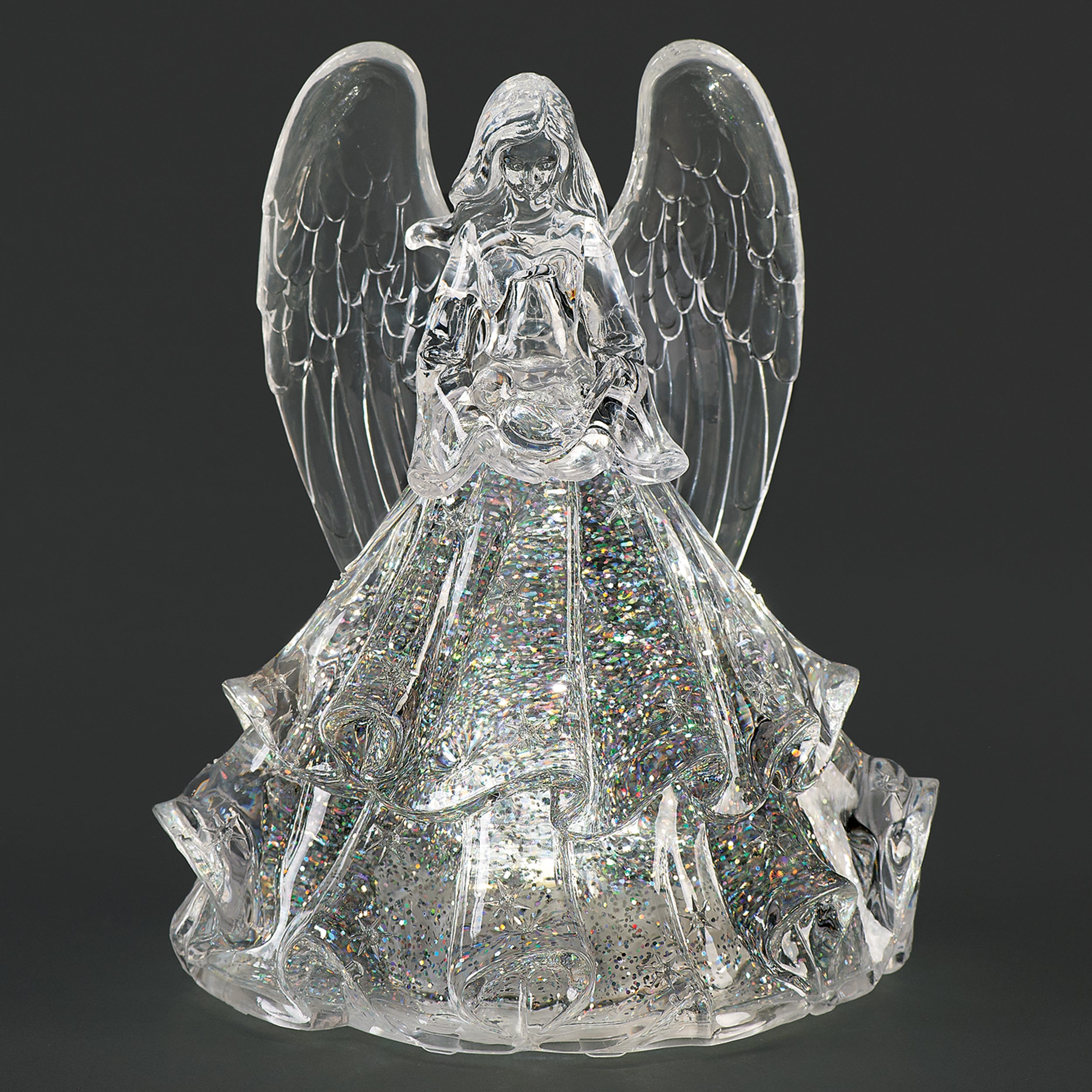 Confetti Lites Lighted Swirl Clear Angel with Full Skirt