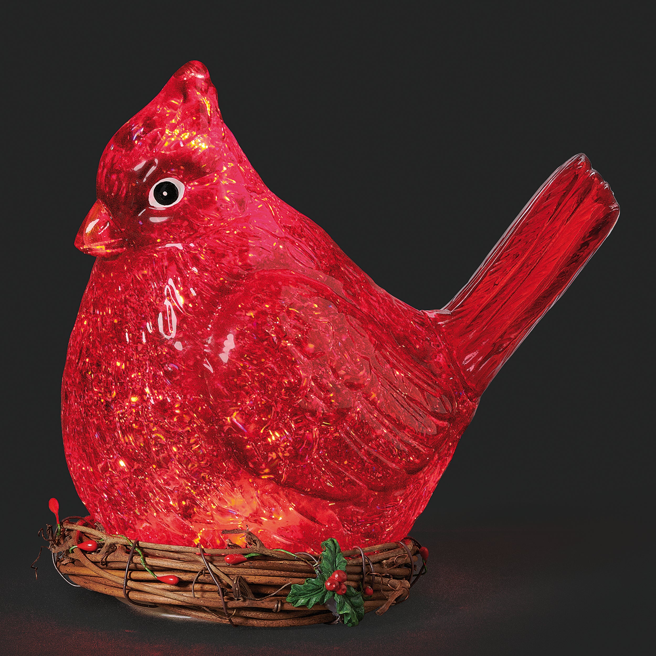 Confetti Lites Lighted Swirl Cardinal in Nest