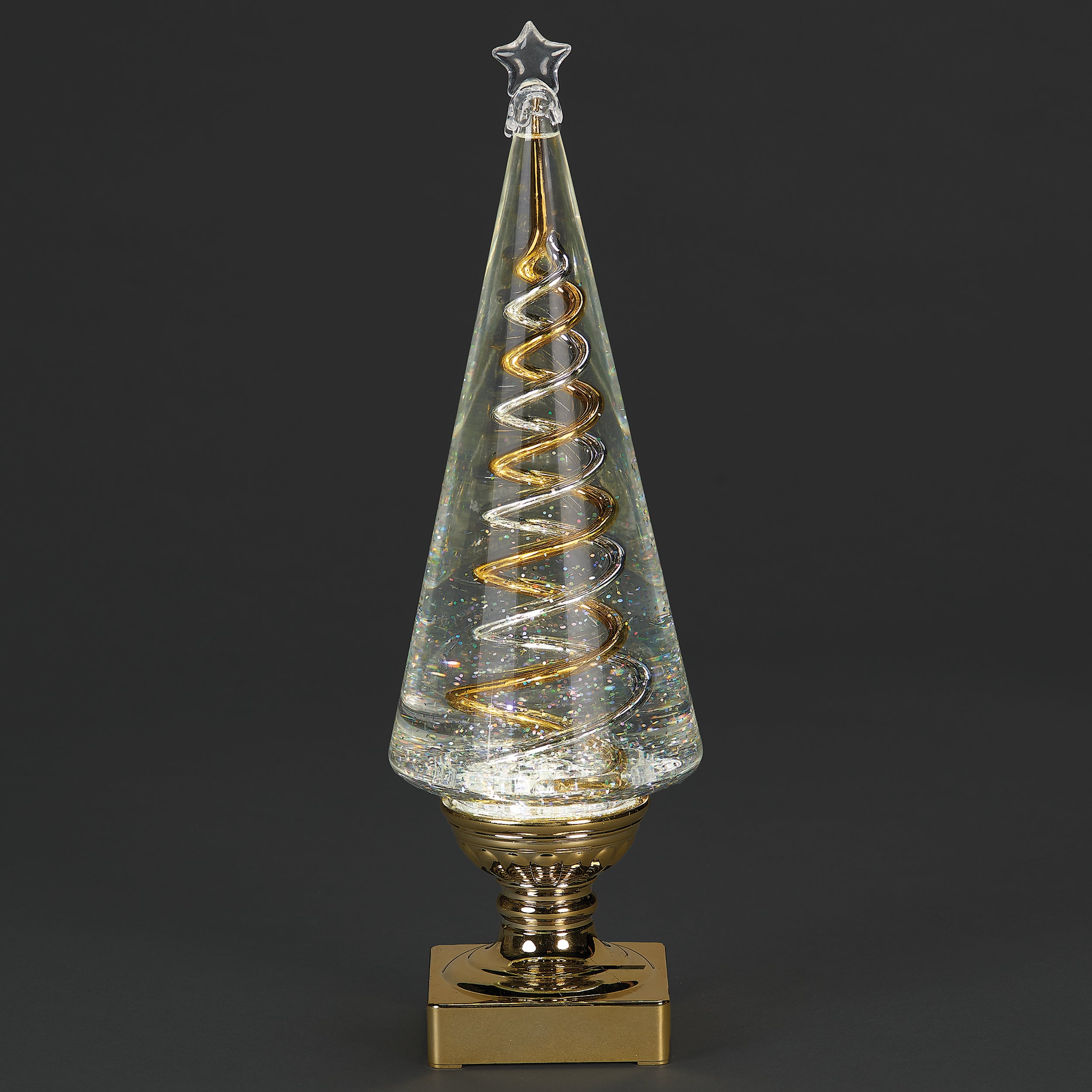 Confetti Lites Lighted Swirl Tree with Gold & Silver Rotating Spirals